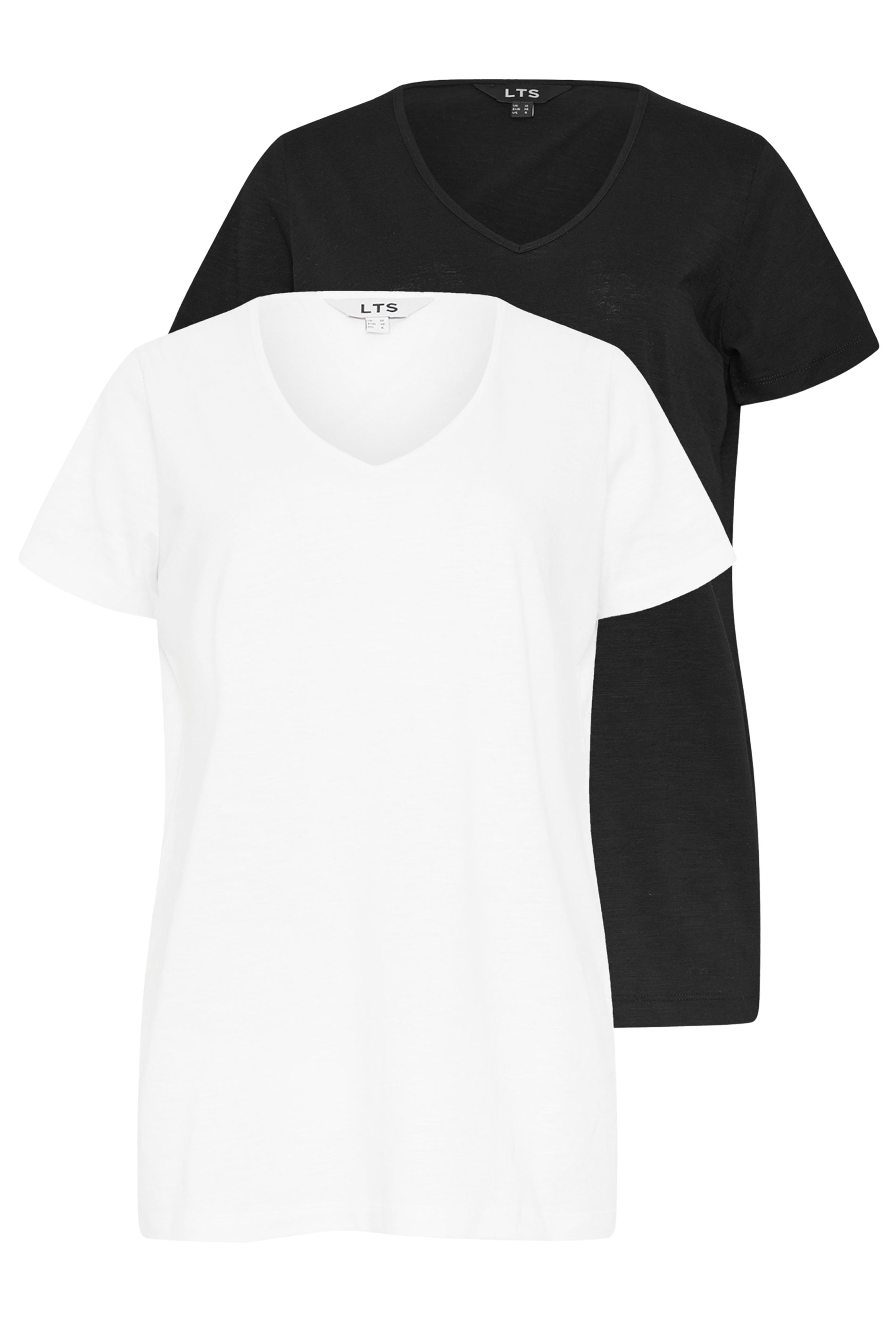 LTS Tall 2 Pack Black & White V-Neck T-Shirts | Long Tall Sally  7