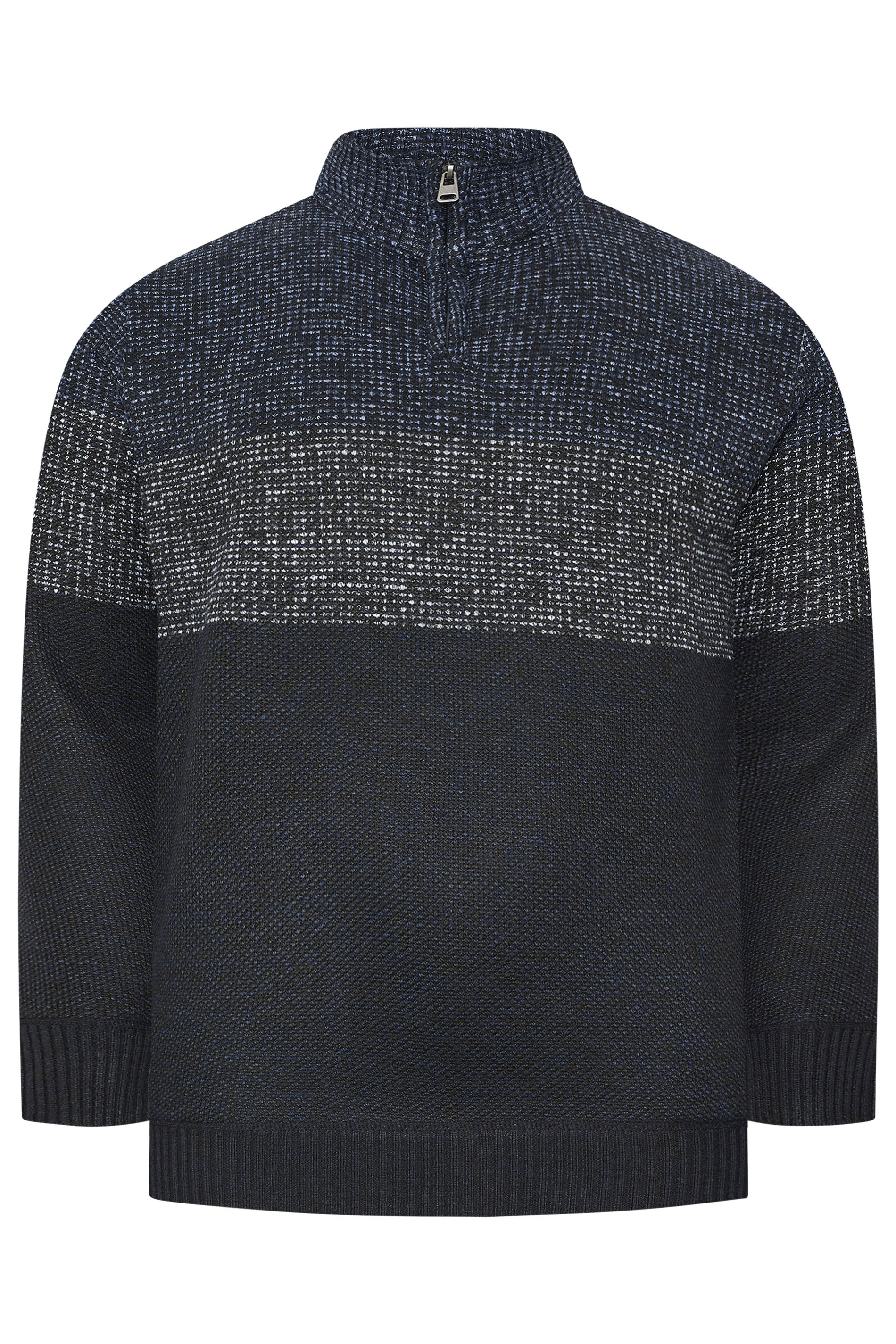BadRhino Big & Tall Navy Blue Colour Block Quarter Zip Jumper | BadRhino 5