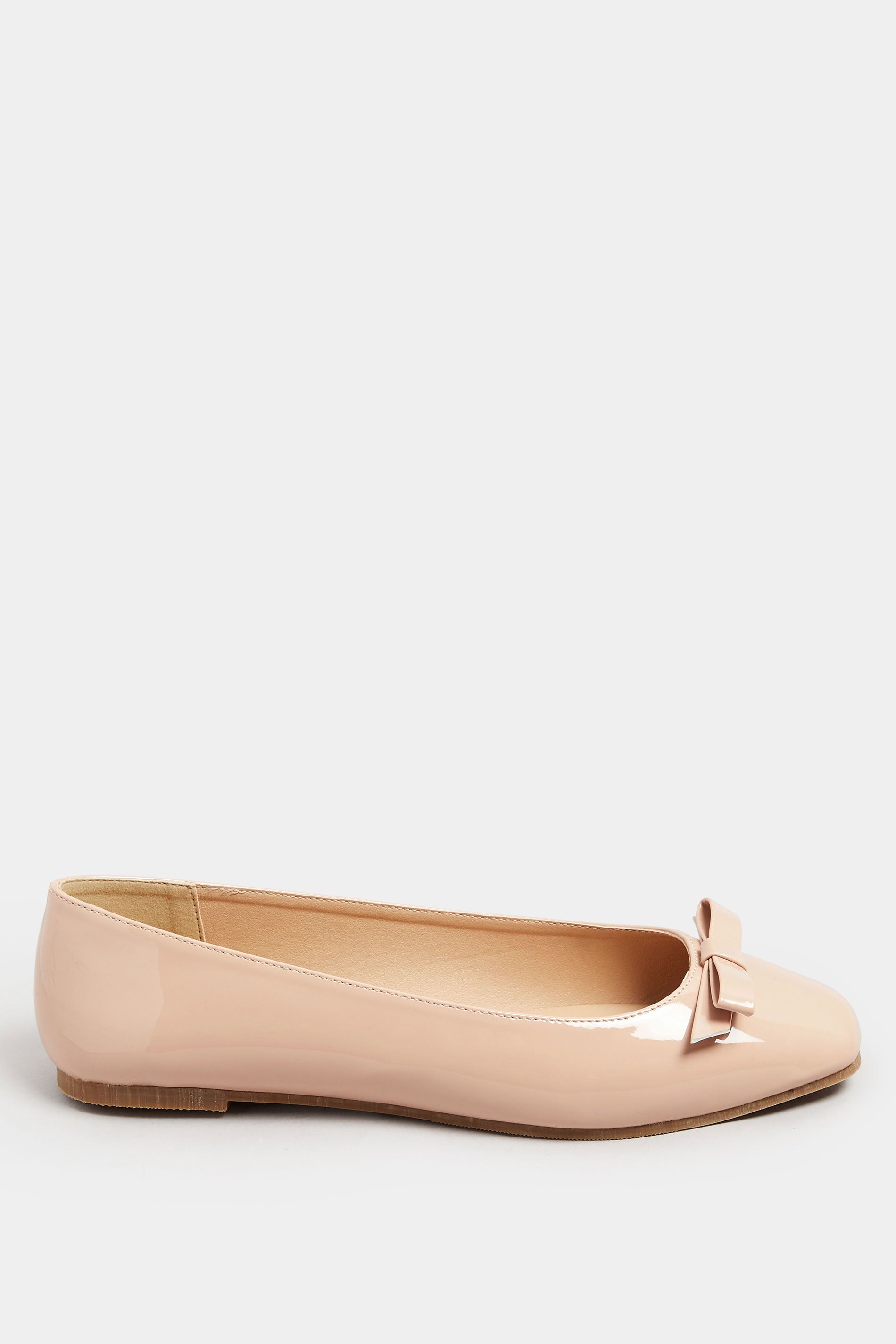 LTS Tall Nude Patent Bow Square Toe Flats In Standard Fit | Long Tall Sally 3