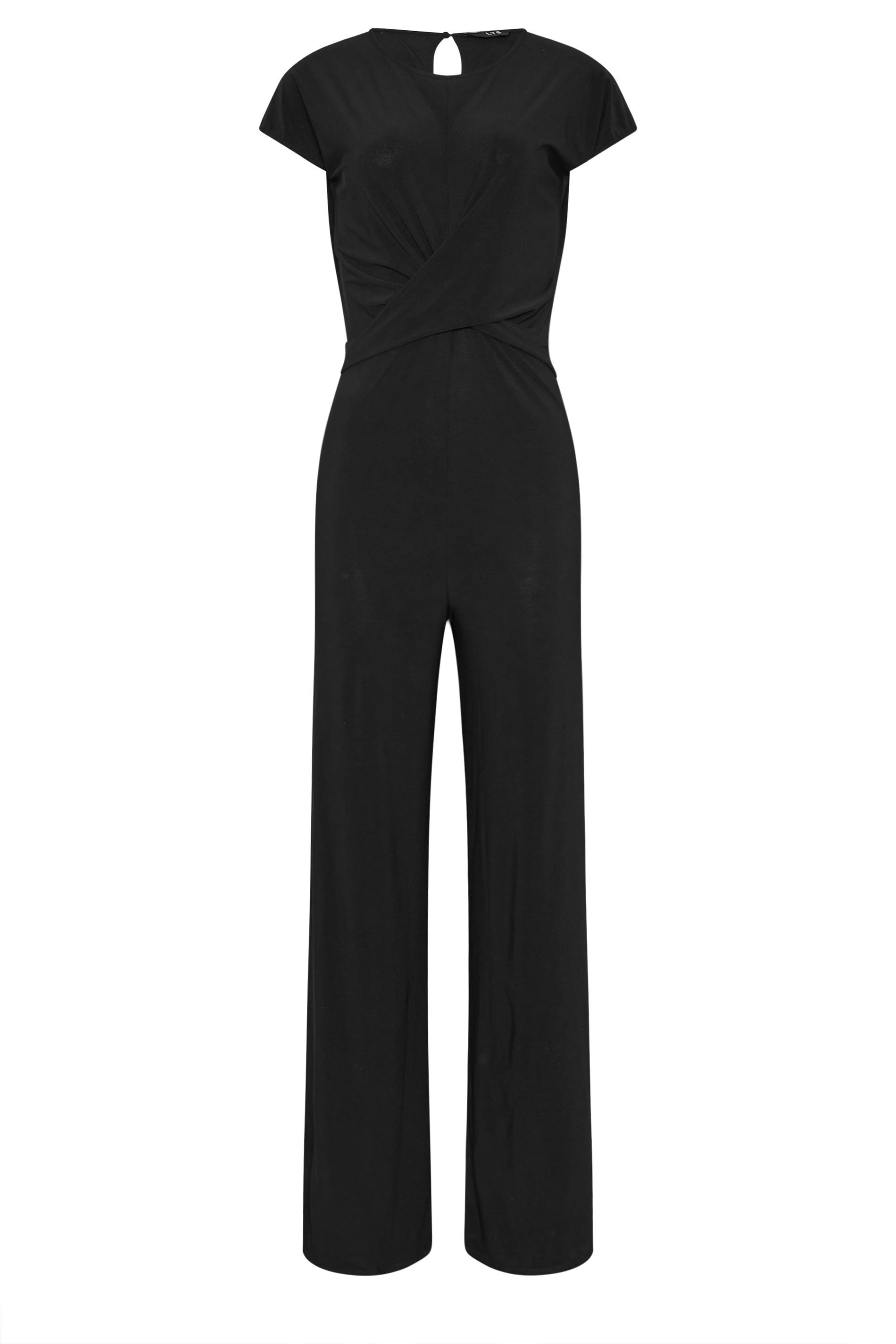 LTS Tall Black Twist Front Wide Leg Jumpsuit | Long Tall Sally 5