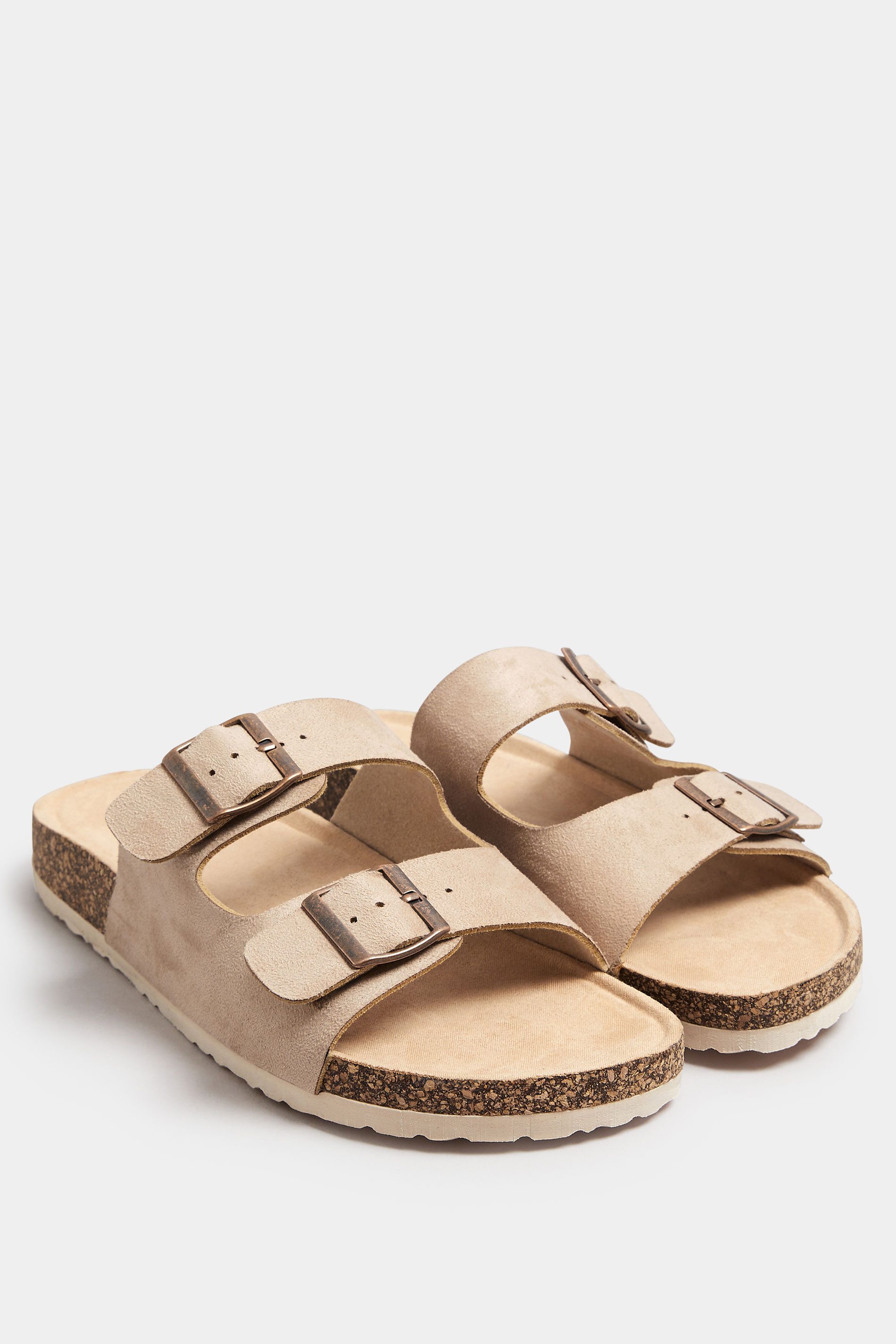Natural Brown Faux Suede Buckle Strap Sandals In Extra Wide EEE Fit | Yours Clothing 2