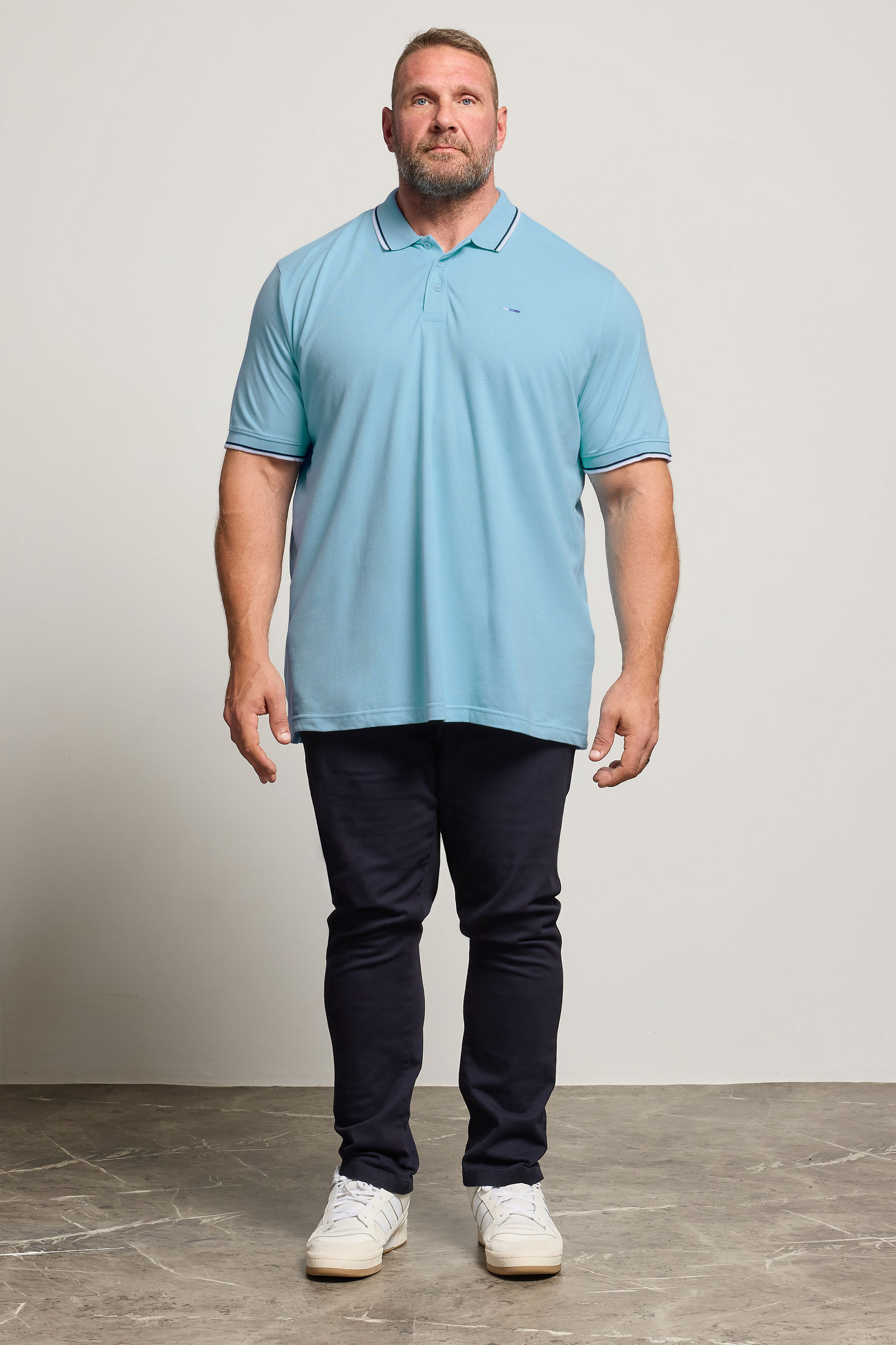 BadRhino Big & Tall Pale Blue Tipped Polo Shirt | BadRhino 2
