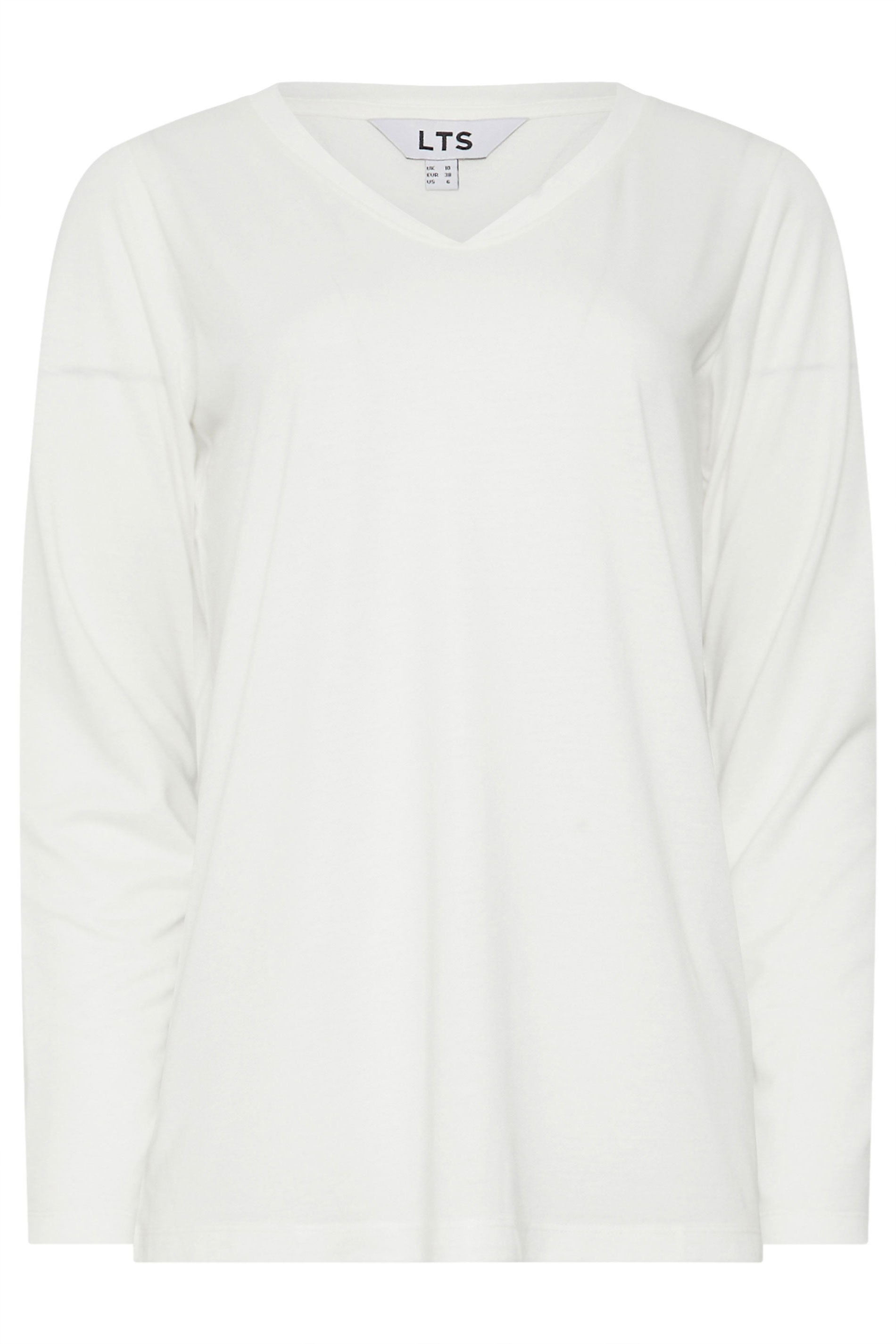 LTS PREMIUM Tall White Long Sleeve V-Neck Top | Long Tall Sally 5