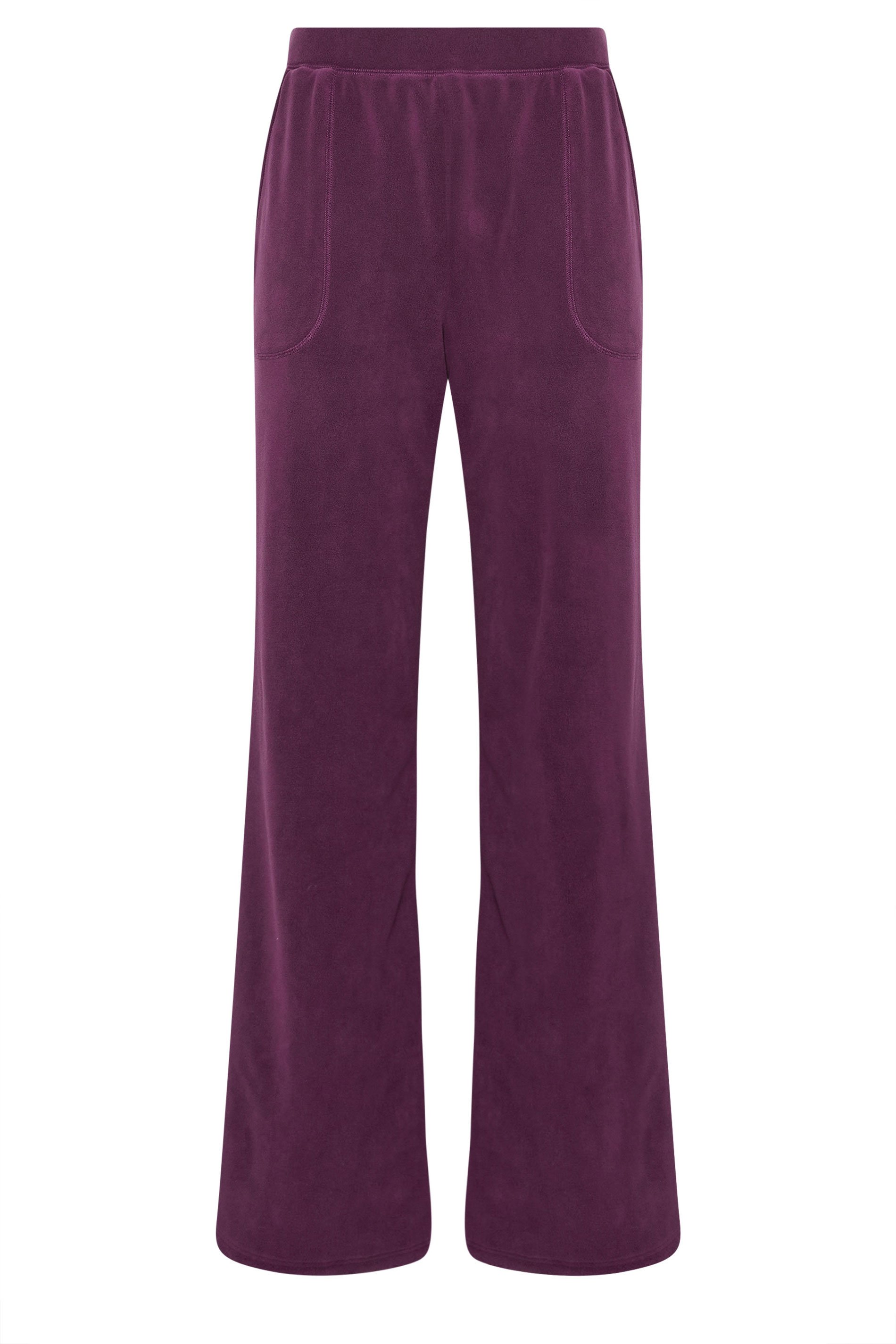 LTS Tall Women's Burgundy Red Wide Leg Fleece Trousers | Long Tall Sally 6