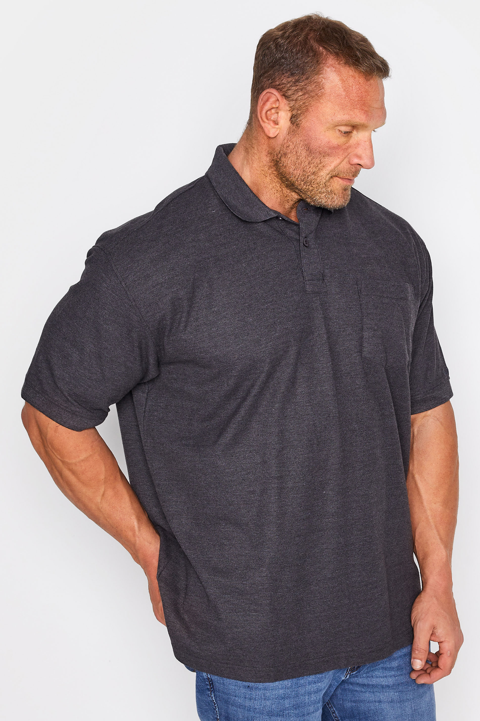 KAM Charcoal Grey Pocket Polo Shirt | BadRhino 2
