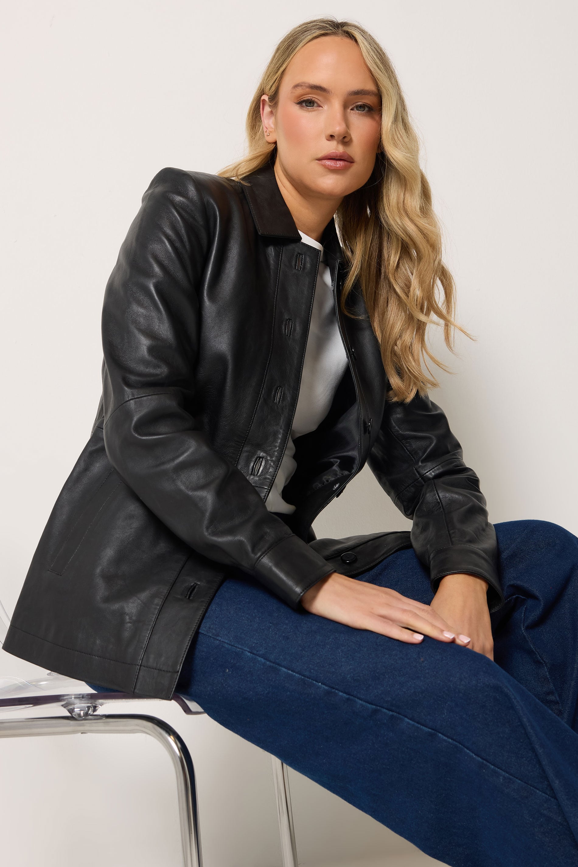 LTS PREMIUM Tall Women's Black Leather Jacket | Long Tall Sally 3