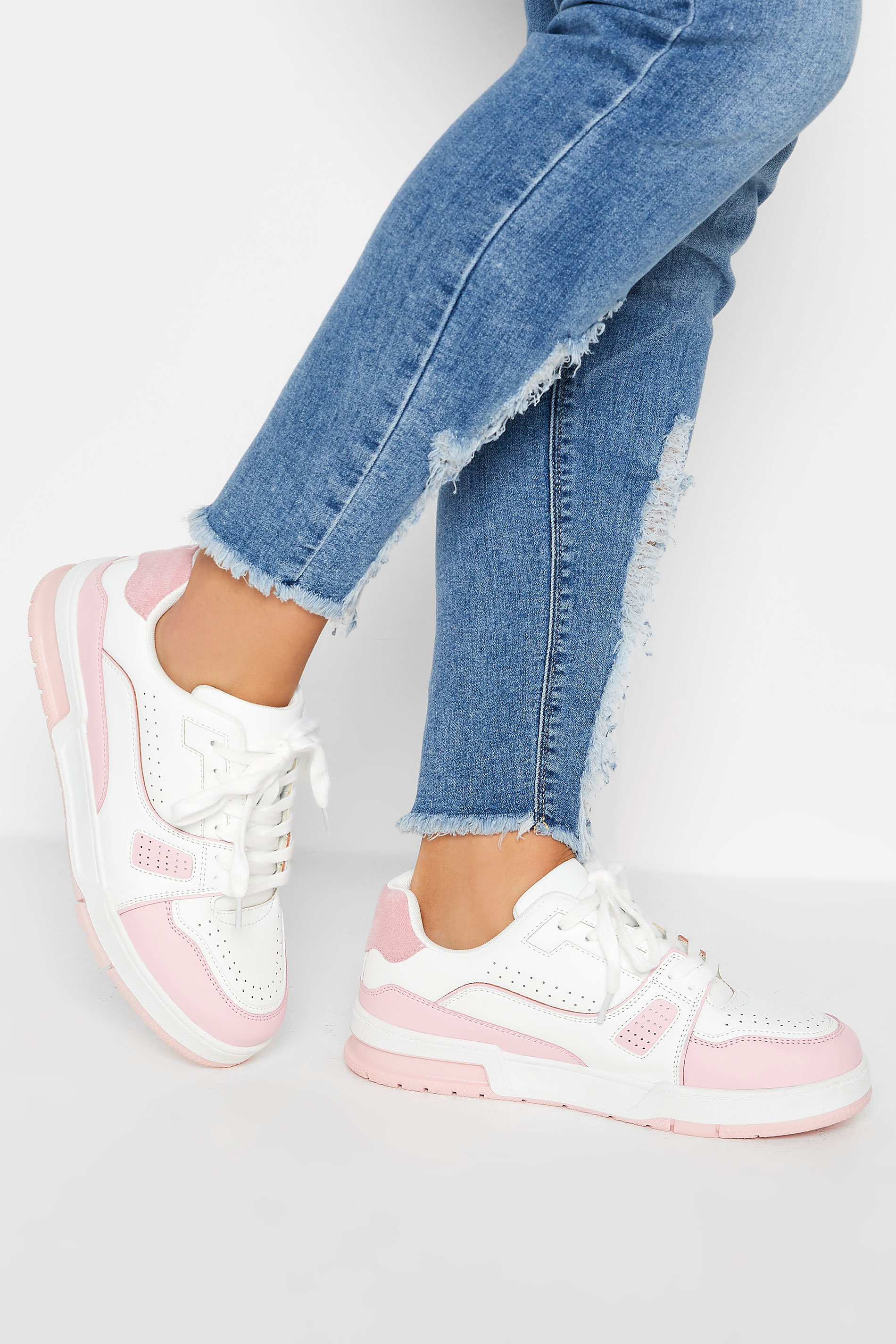 Pink Chunky Trainers In Extra Wide EEE Fit | Yours Clothing  1