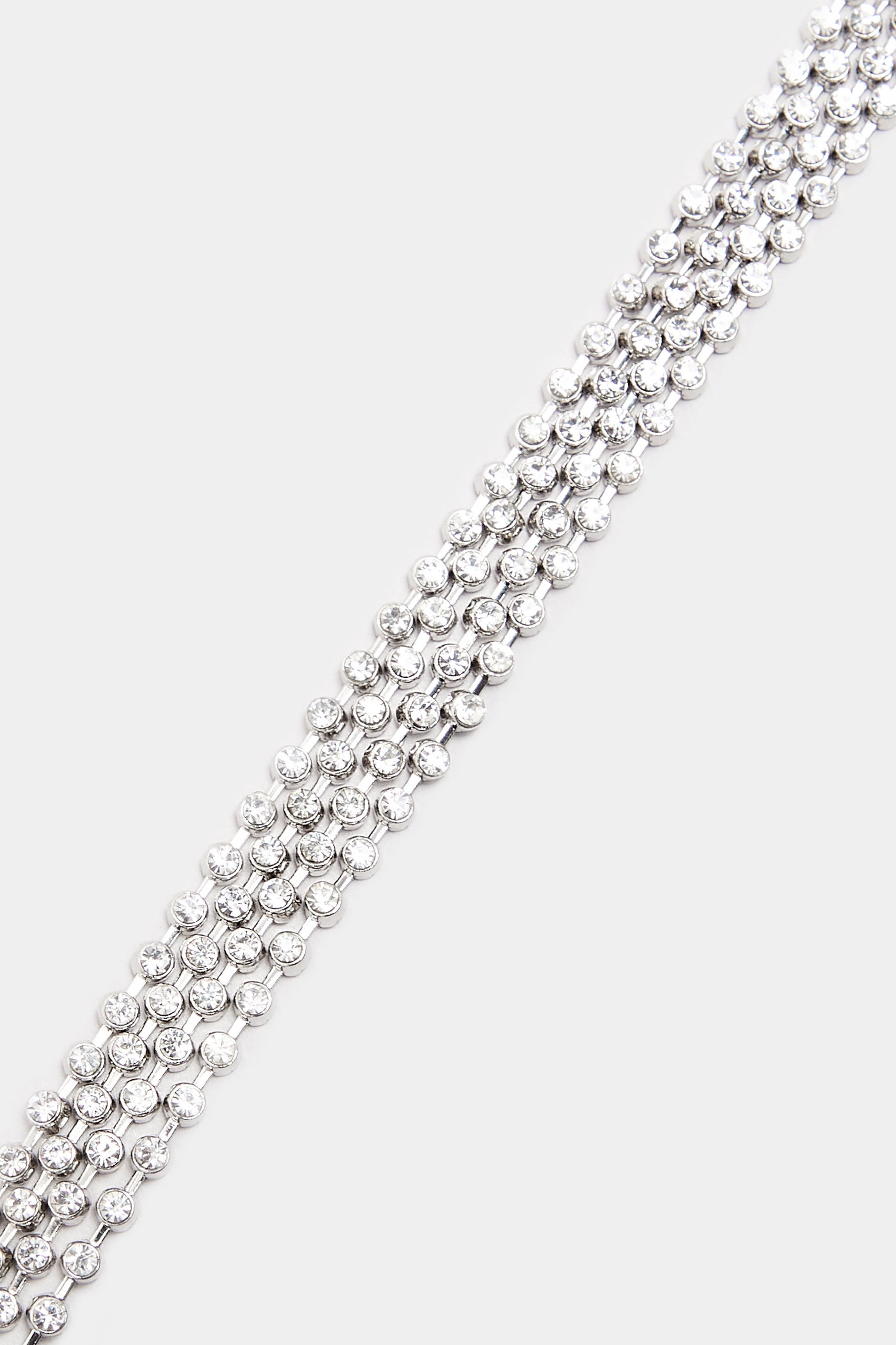 Silver Tone Diamante Choker Necklace | Yours Clothing 3