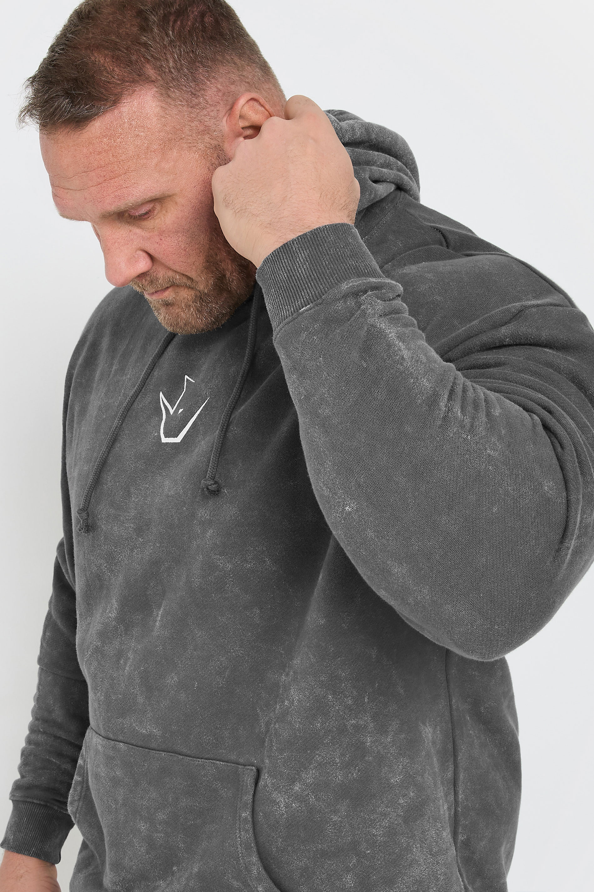 IronRhino Big & Tall Grey 'Training Dept' Acid Wash Hoodie | BadRhino 4