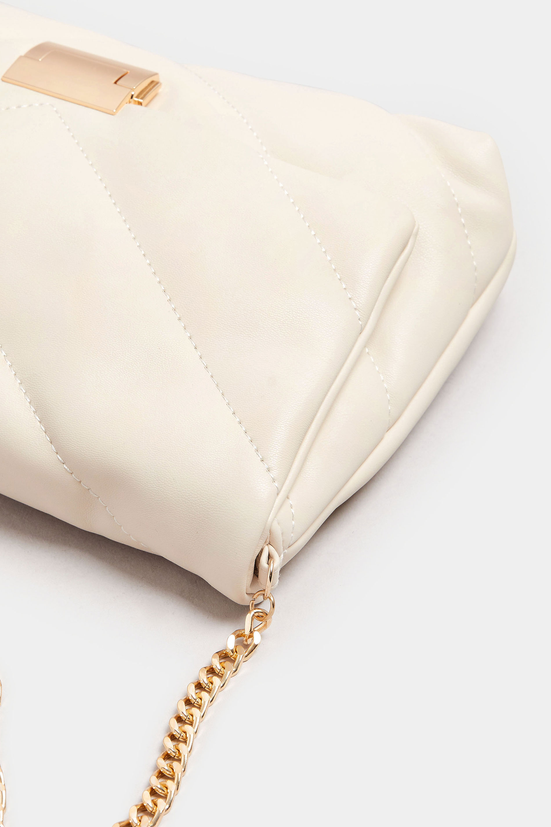 White Faux Leather Quilted Shoulder Bag | Yours Clothing 6