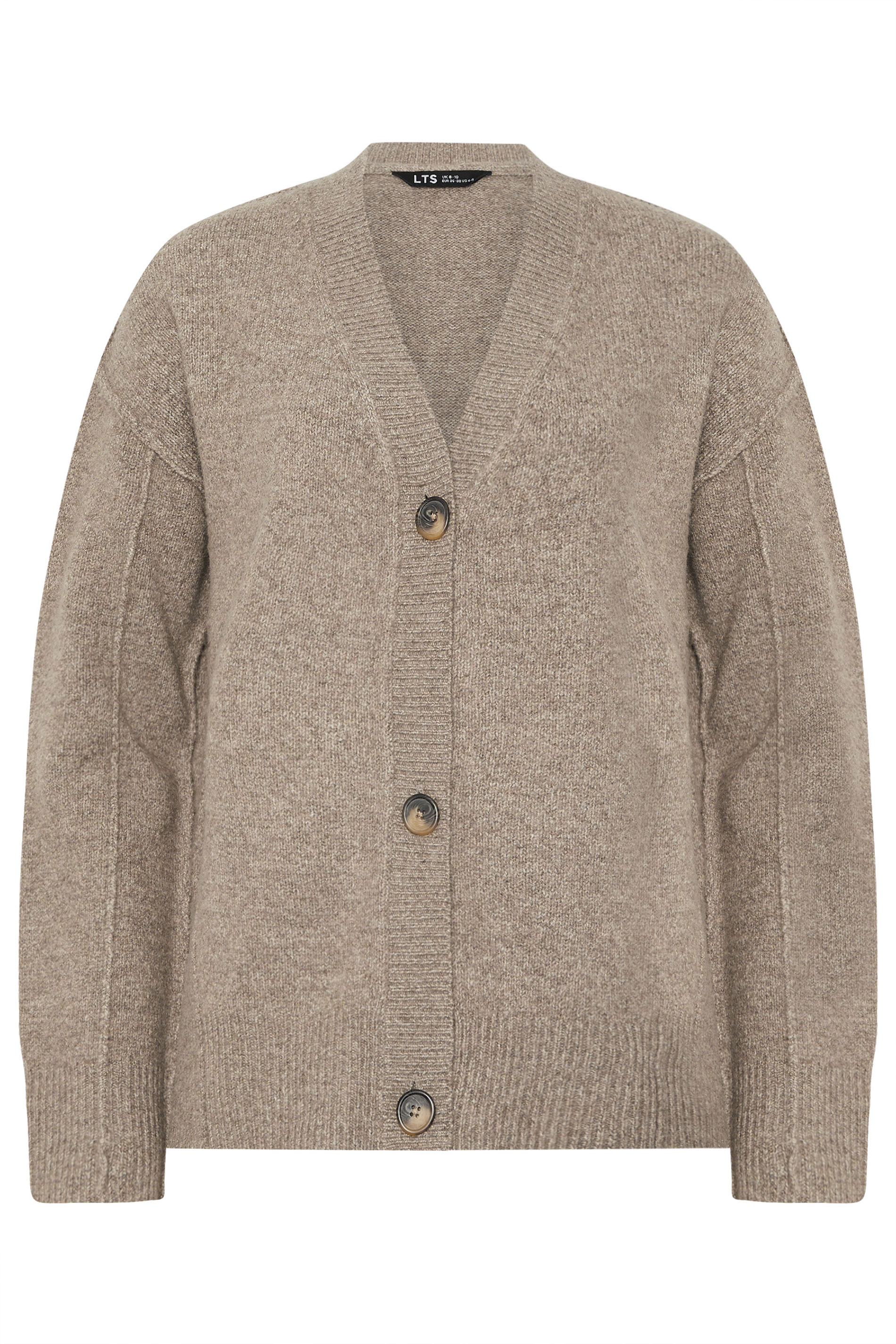 LTS Tall Brown Seam Detail Knitted Cardigan | Long Tall Sally 2