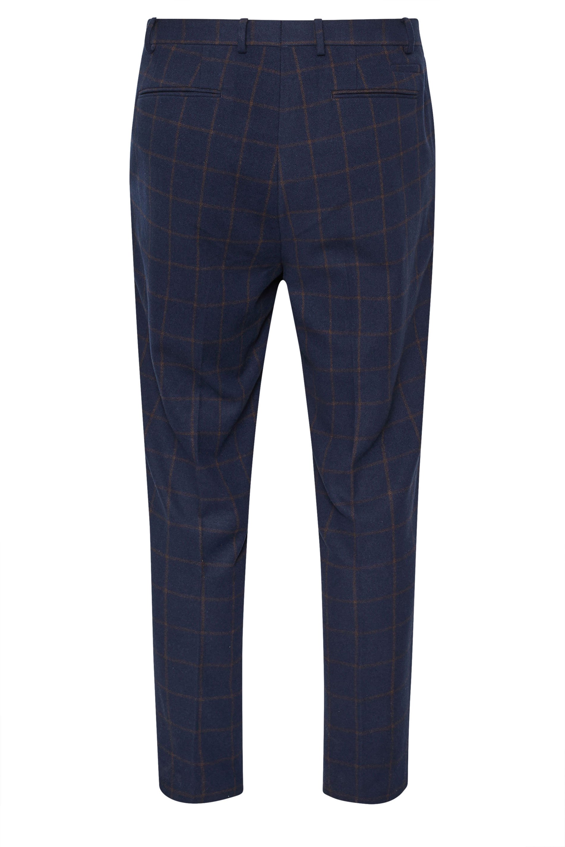 BadRhino Tailoring Big & Tall Navy Blue & Rust Orange Tweed Trousers | BadRhino 13