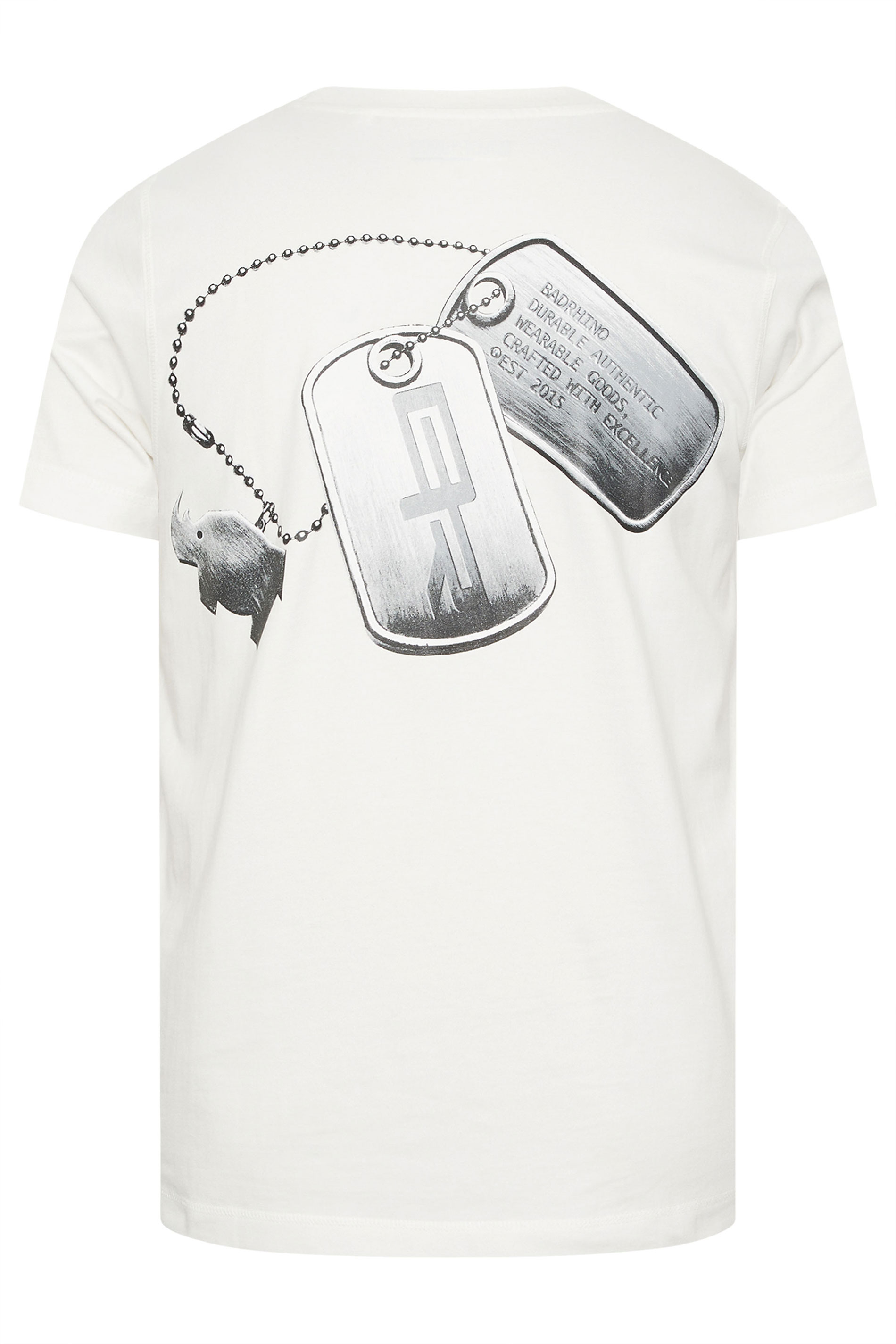 BadRhino Big & Tall Off-White Military Dog Tag Graphic T-Shirt | BadRhino 8