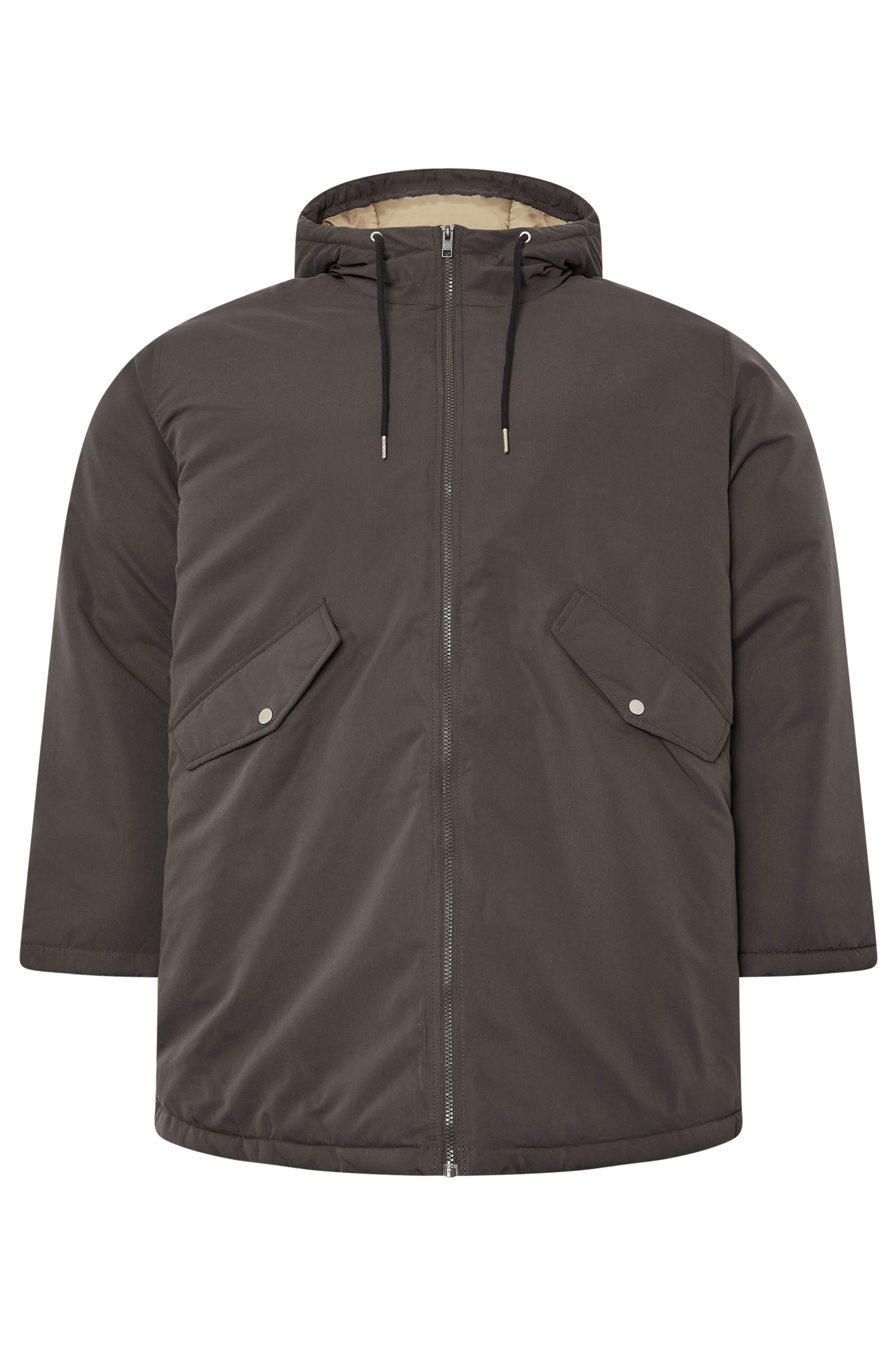 JACK & JONES Big & Tall Brown Hooded Parka Jacket | BadRhino 3