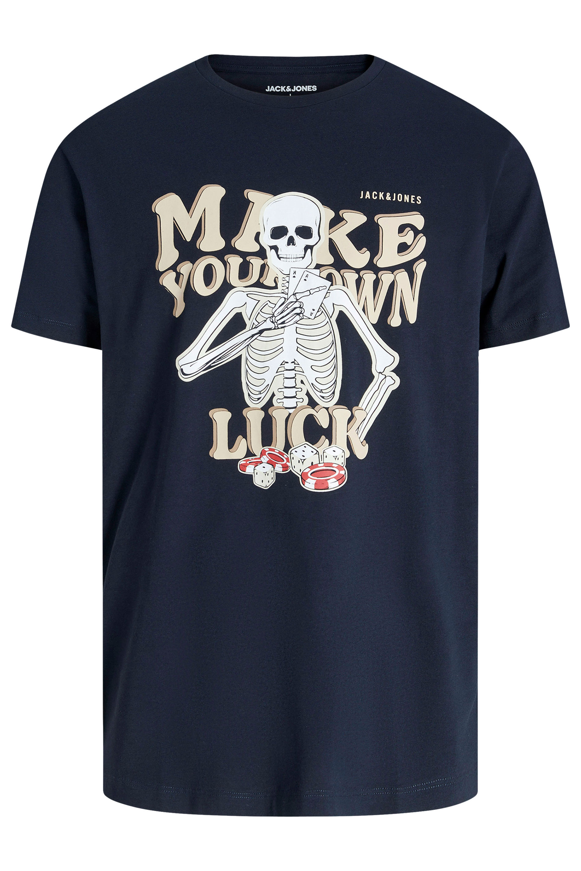 JACK & JONES Big & Tall Sky-Captain Blue Casino Graphic T-Shirt | BadRhino 3