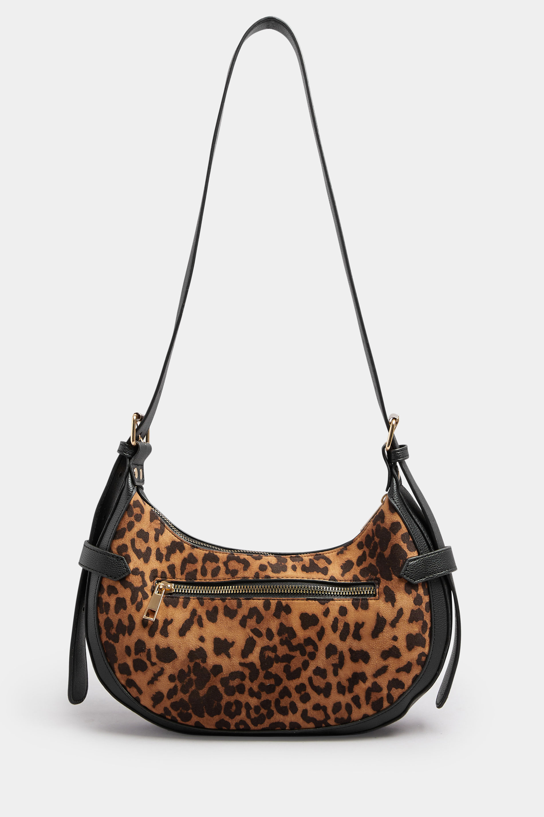 Brown Faux Suede Leopard Buckle Shoulder Bag | Yours Clothing 2