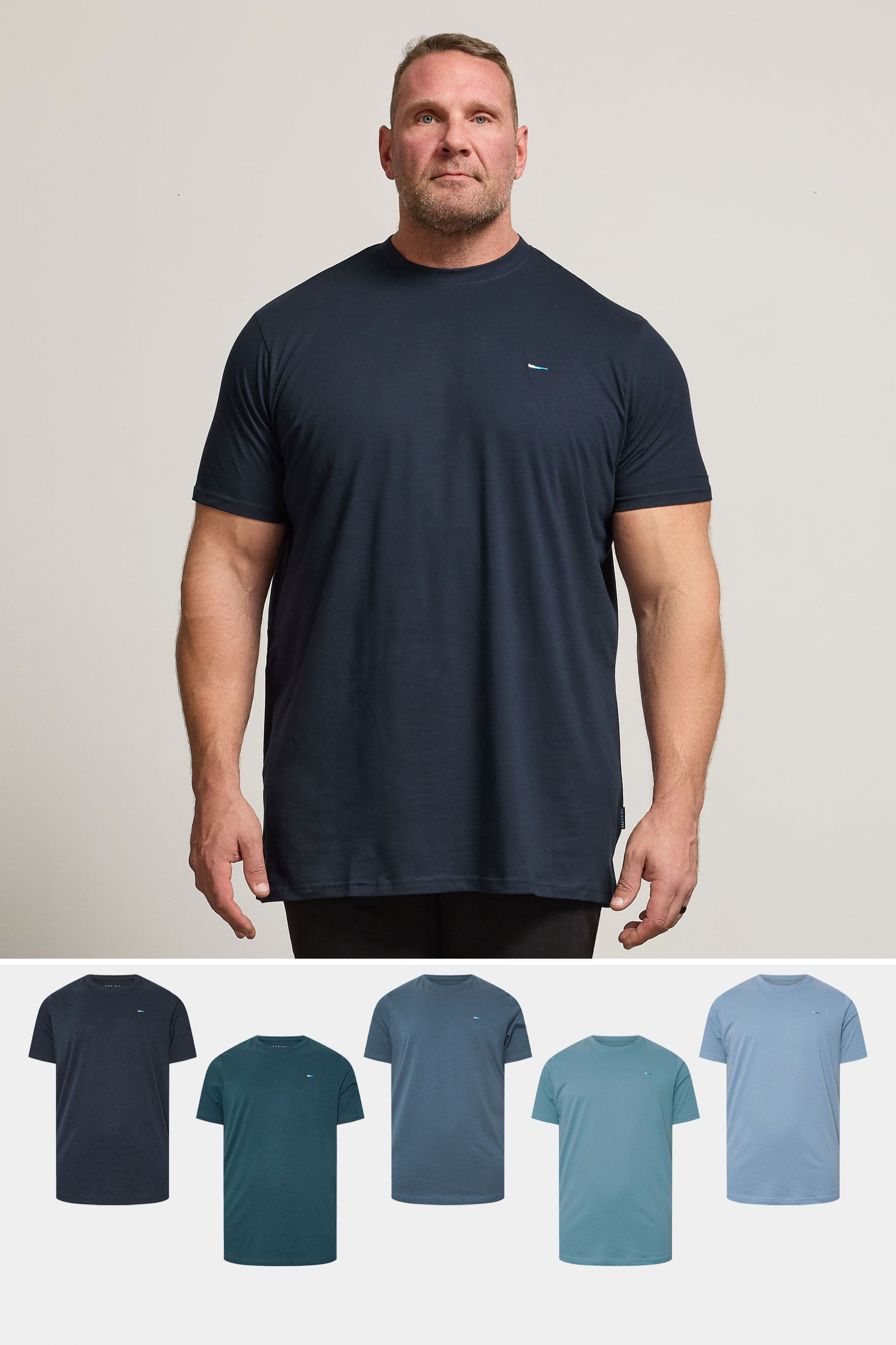 BadRhino Big & Tall Navy Blue 5 Pack Extra Long T-Shirts | BadRhino 1