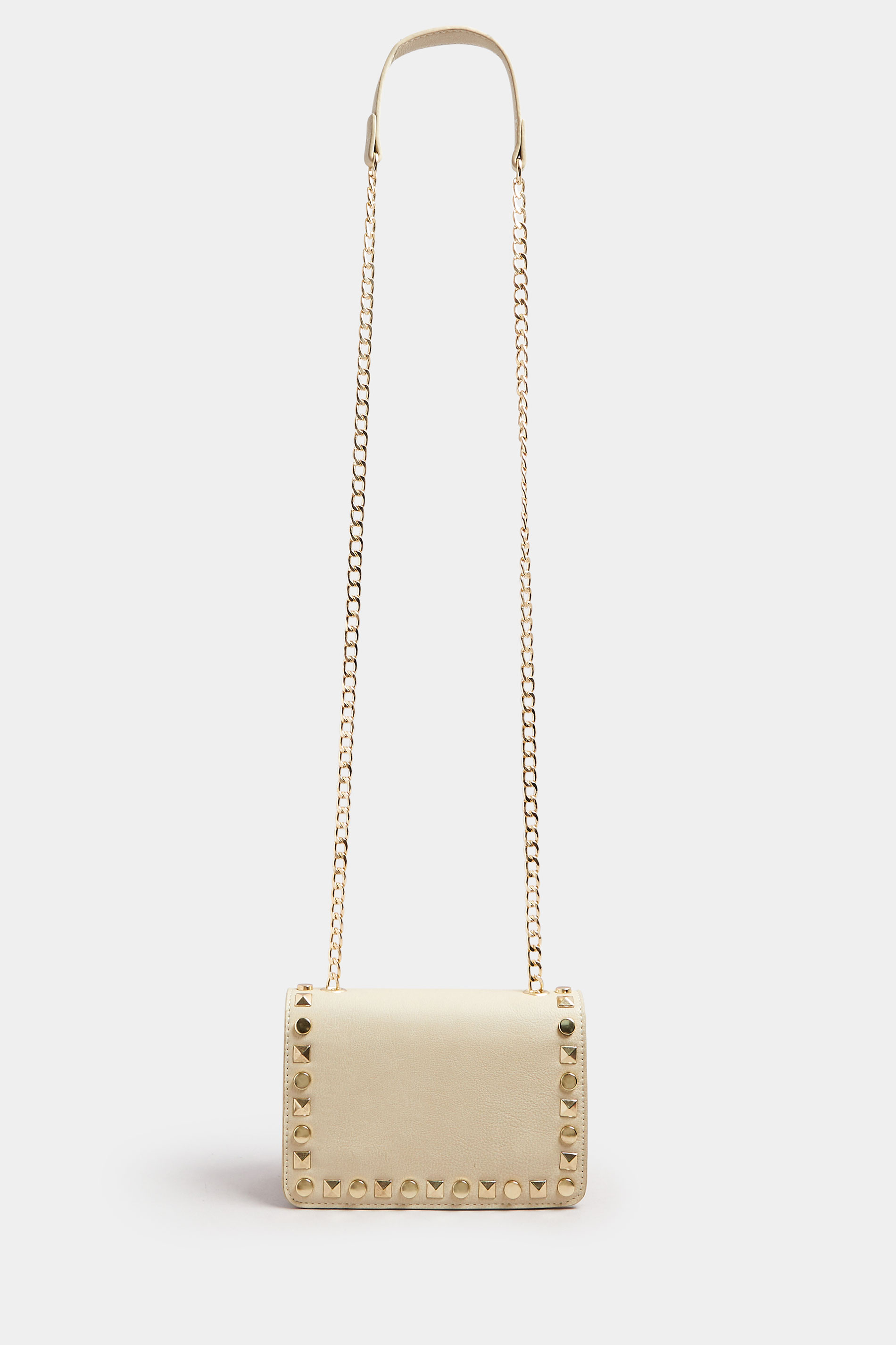 Beige Brown Faux Leather Stud Detail Cross Body Bag | Yours Clothing 4