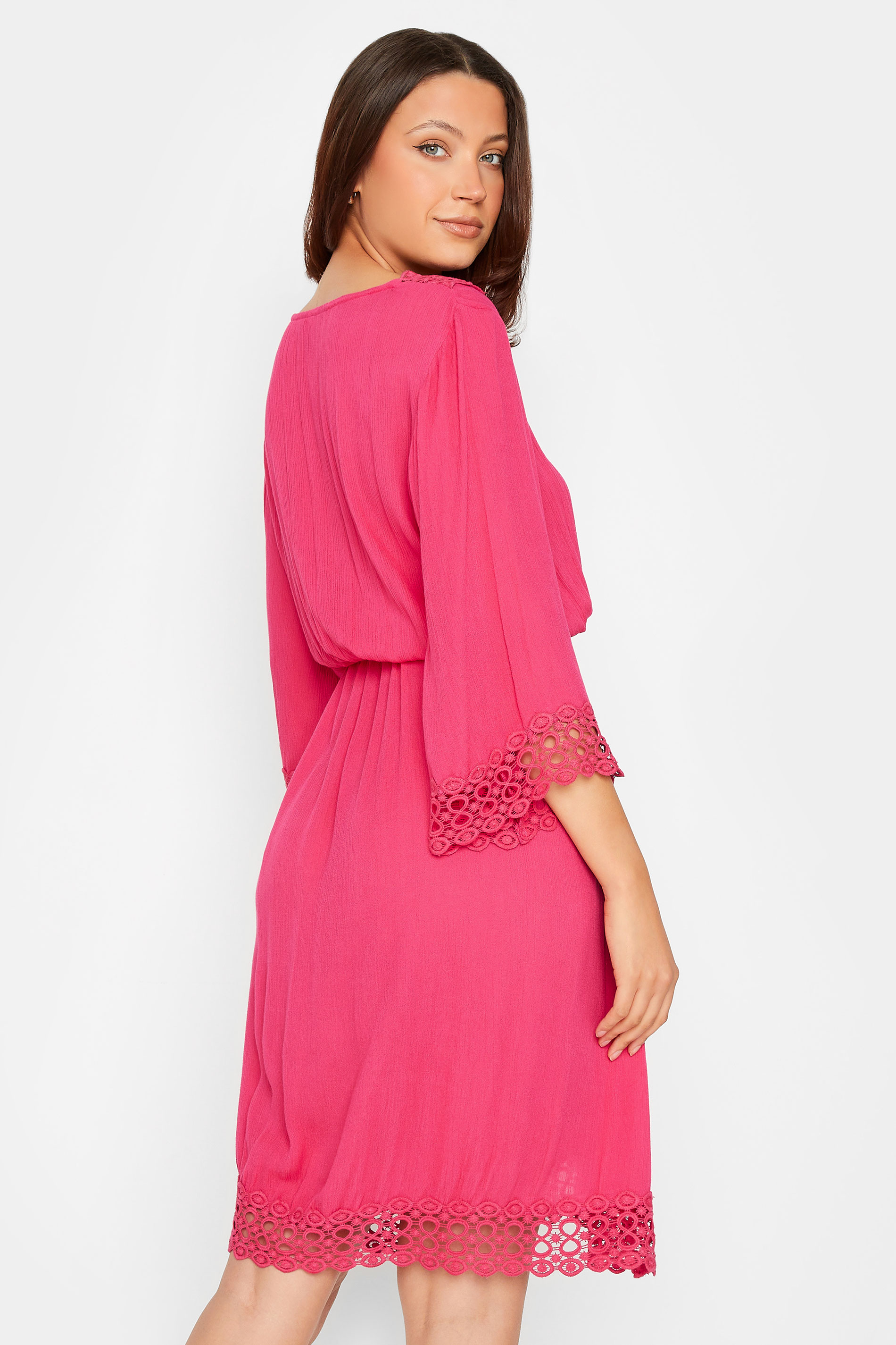 LTS Tall Hot Pink Crochet Kaftan Dress | Long Tall Sally  3
