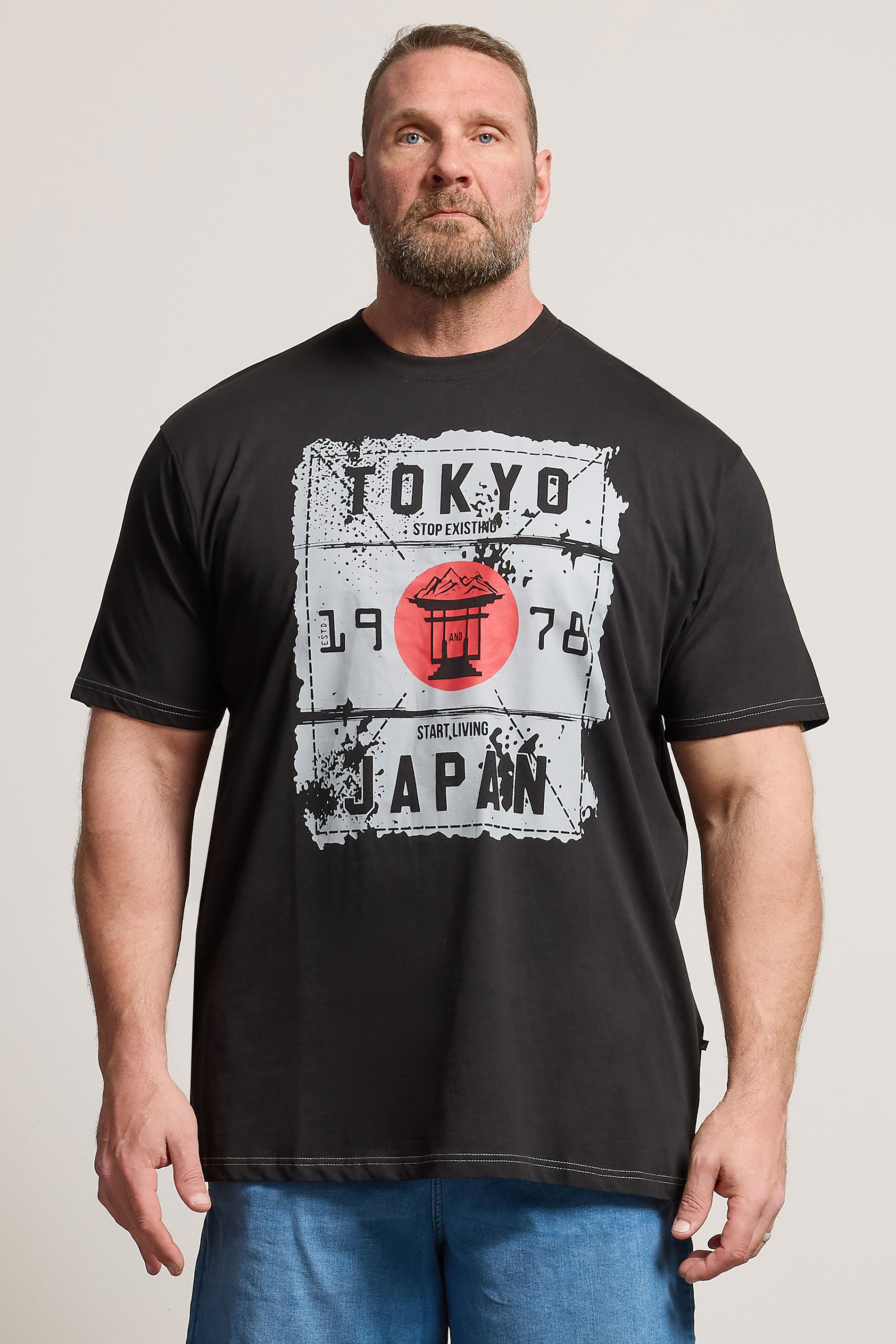 KAM Big & Tall Black Tokyo Print T-Shirt | BadRhino 3