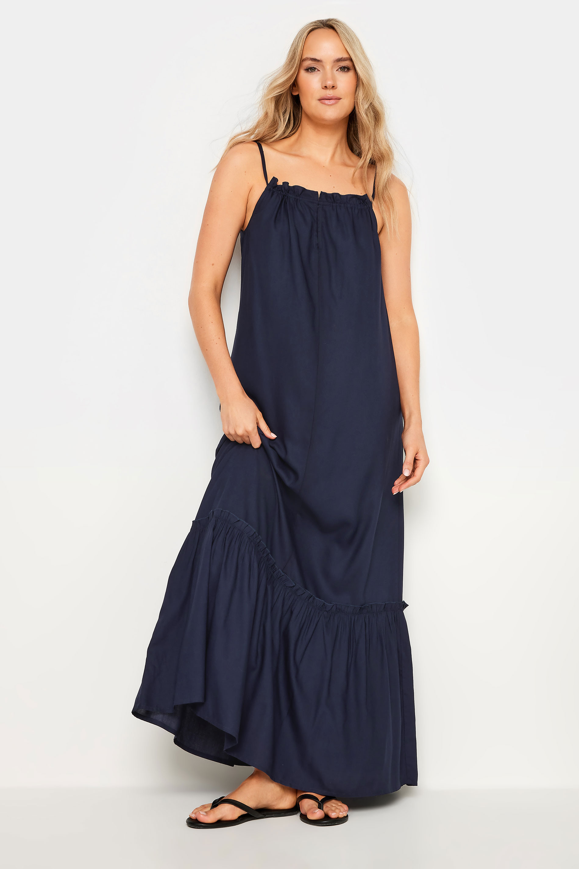 LTS Tall Women's Navy Blue Ruched Neck Maxi Dress | Yours Clothing 3