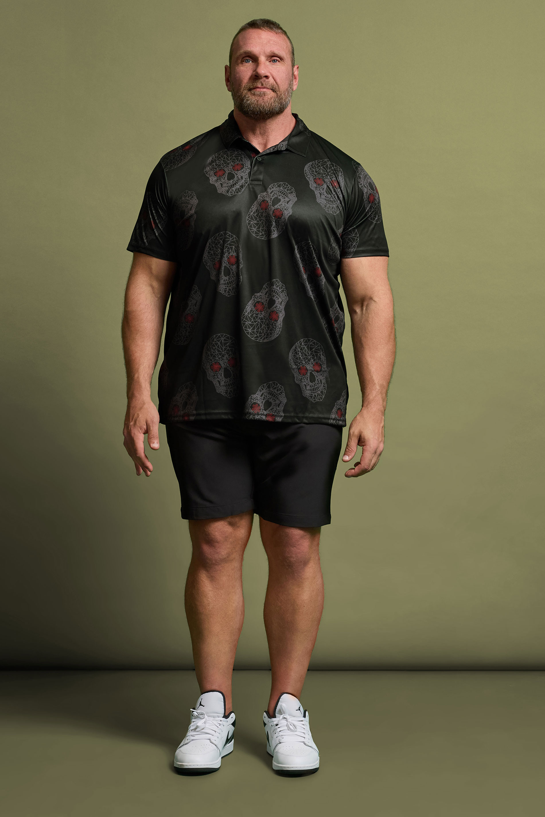 BadRhino Golf Big & Tall Black Skull Print Polo Shirt | BadRhino 2