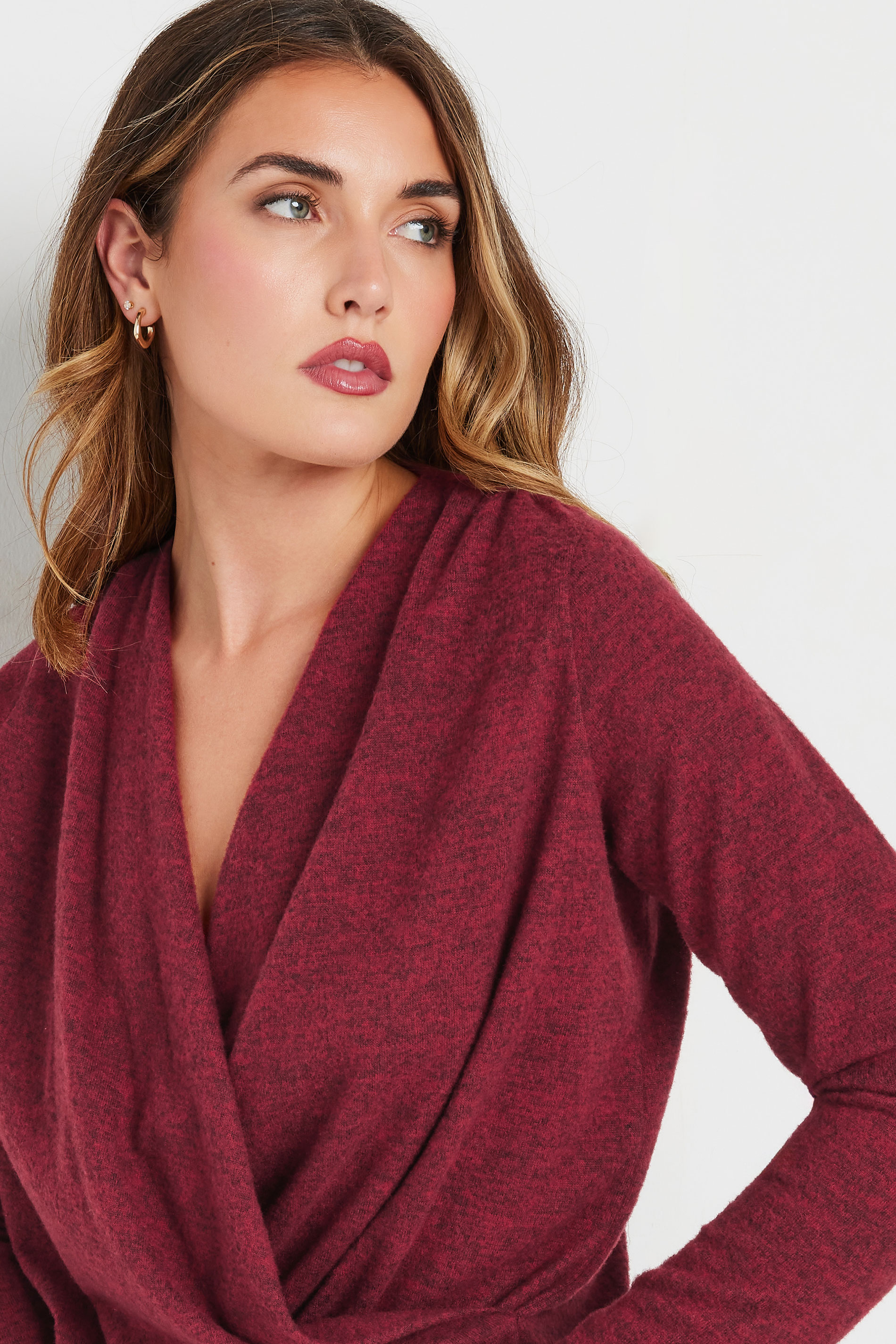 LTS Tall Burgundy Red Soft Touch Wrap Top | Long Tall Sally 3