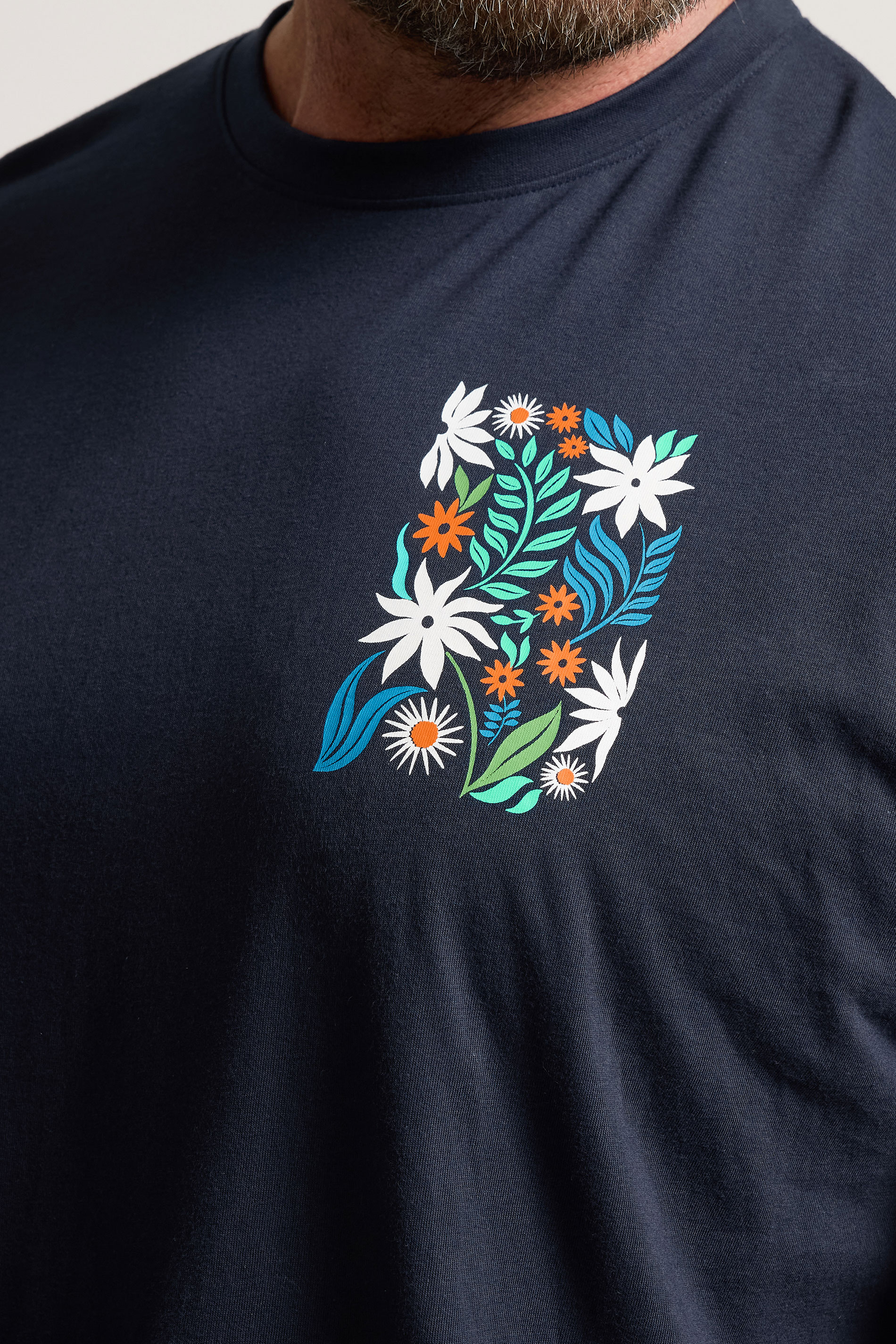 BadRhino Big &Tall Navy Blue Floral Print Graphic T-Shirt | BadRhino 6
