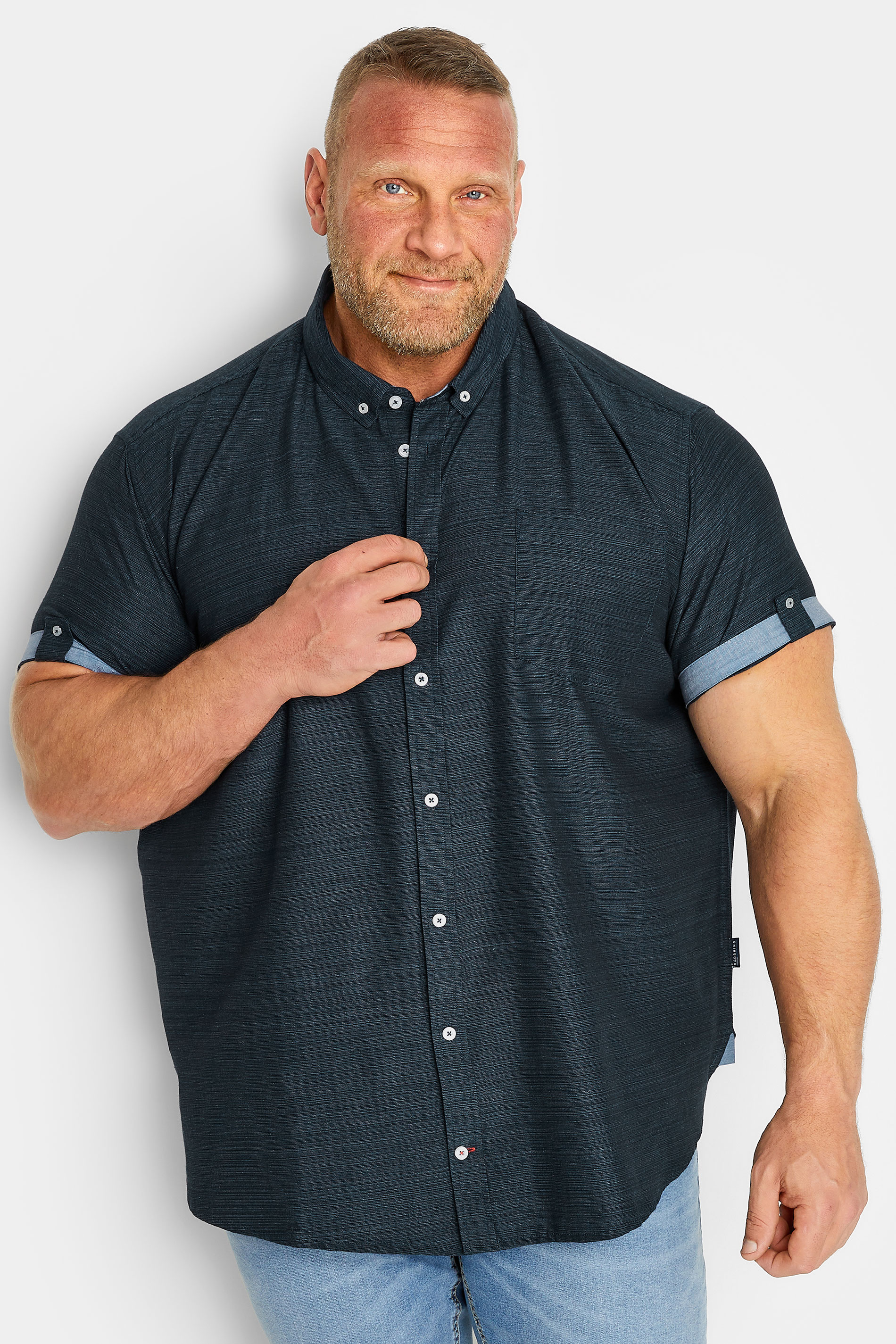 BadRhino Big & Tall Navy Blue Cotton Slub Shirt | BadRhino 2