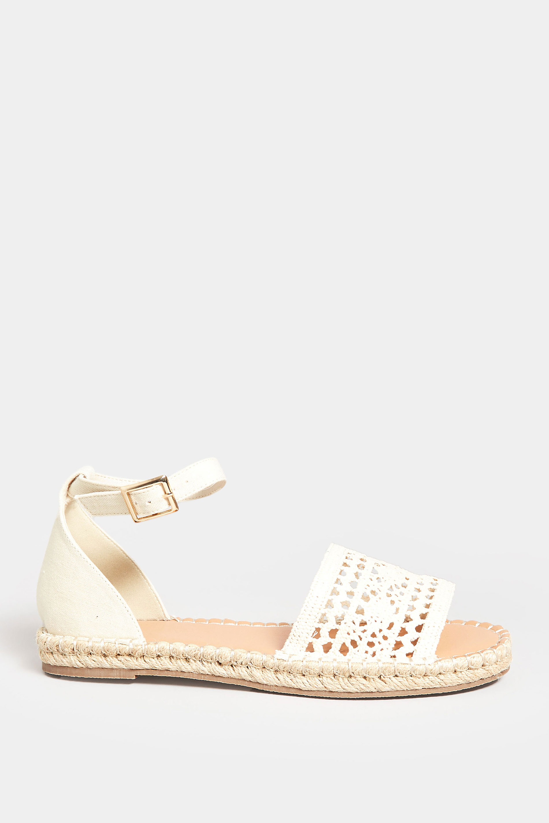 LTS Cream Espadrille Sandals In Standard Fit | Long Tall Sally 3