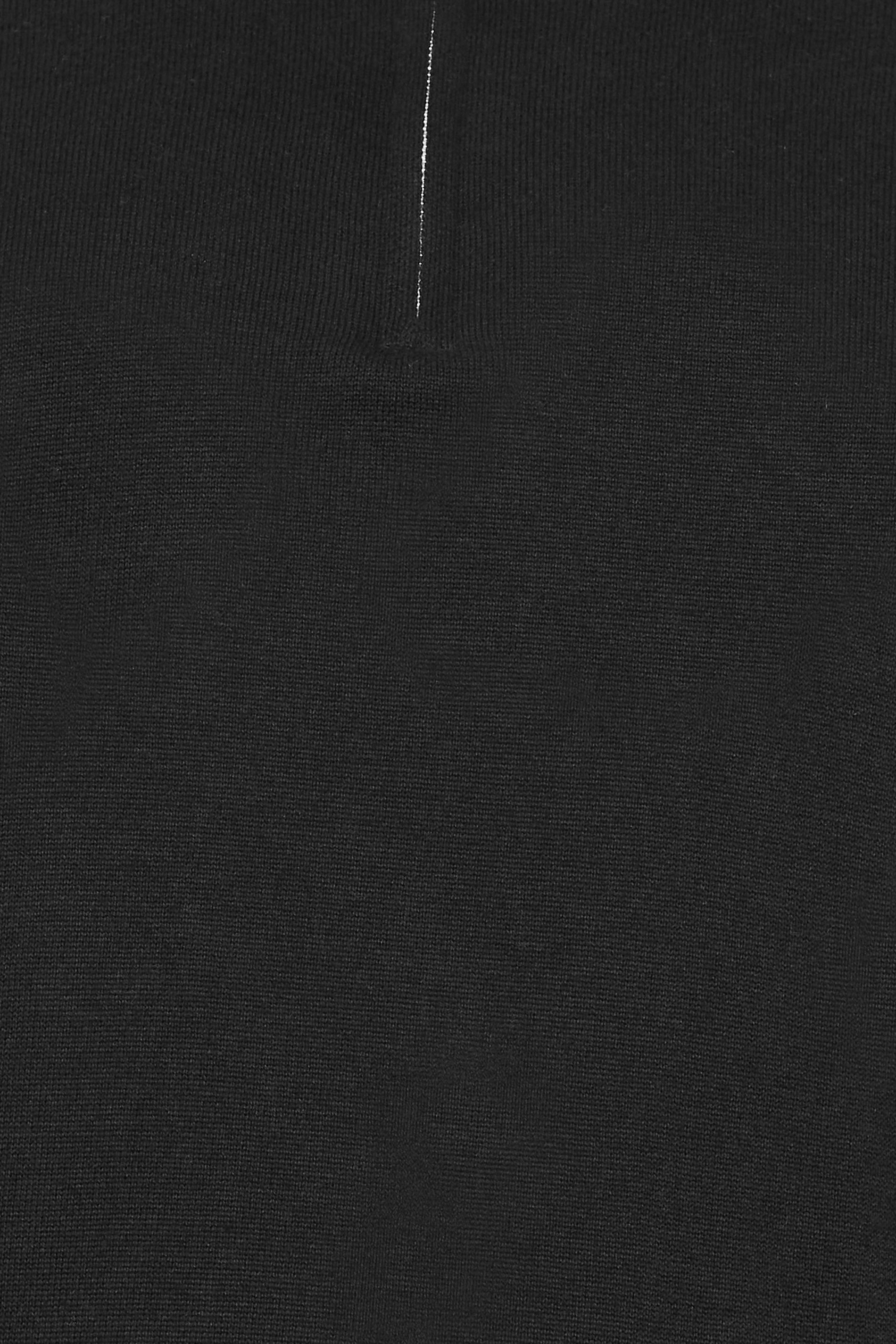 BadRhino Big & Tall Black Knitted Long Sleeve Zip Polo Shirt | BadRhino 2