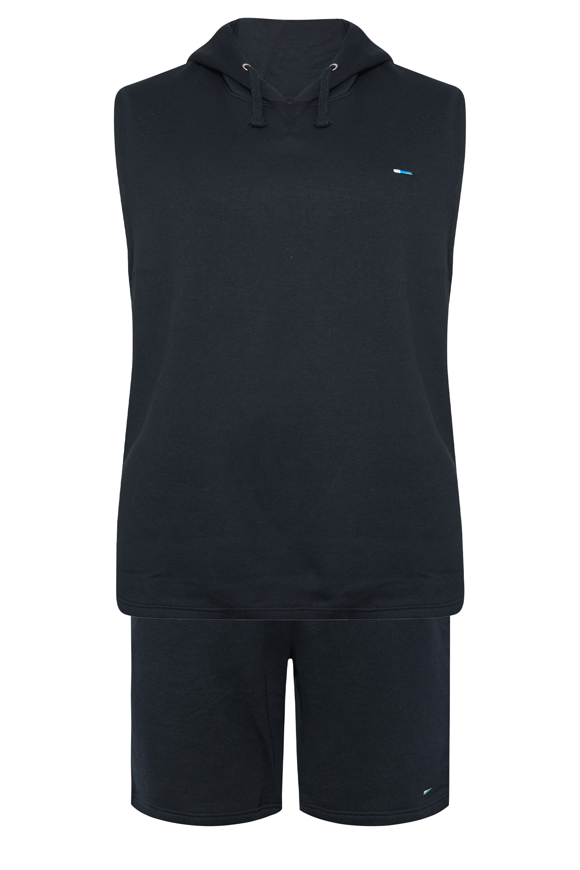 BadRhino Big & Tall Navy Blue Sleeveless Hoodie & Short Set | BadRhino 1