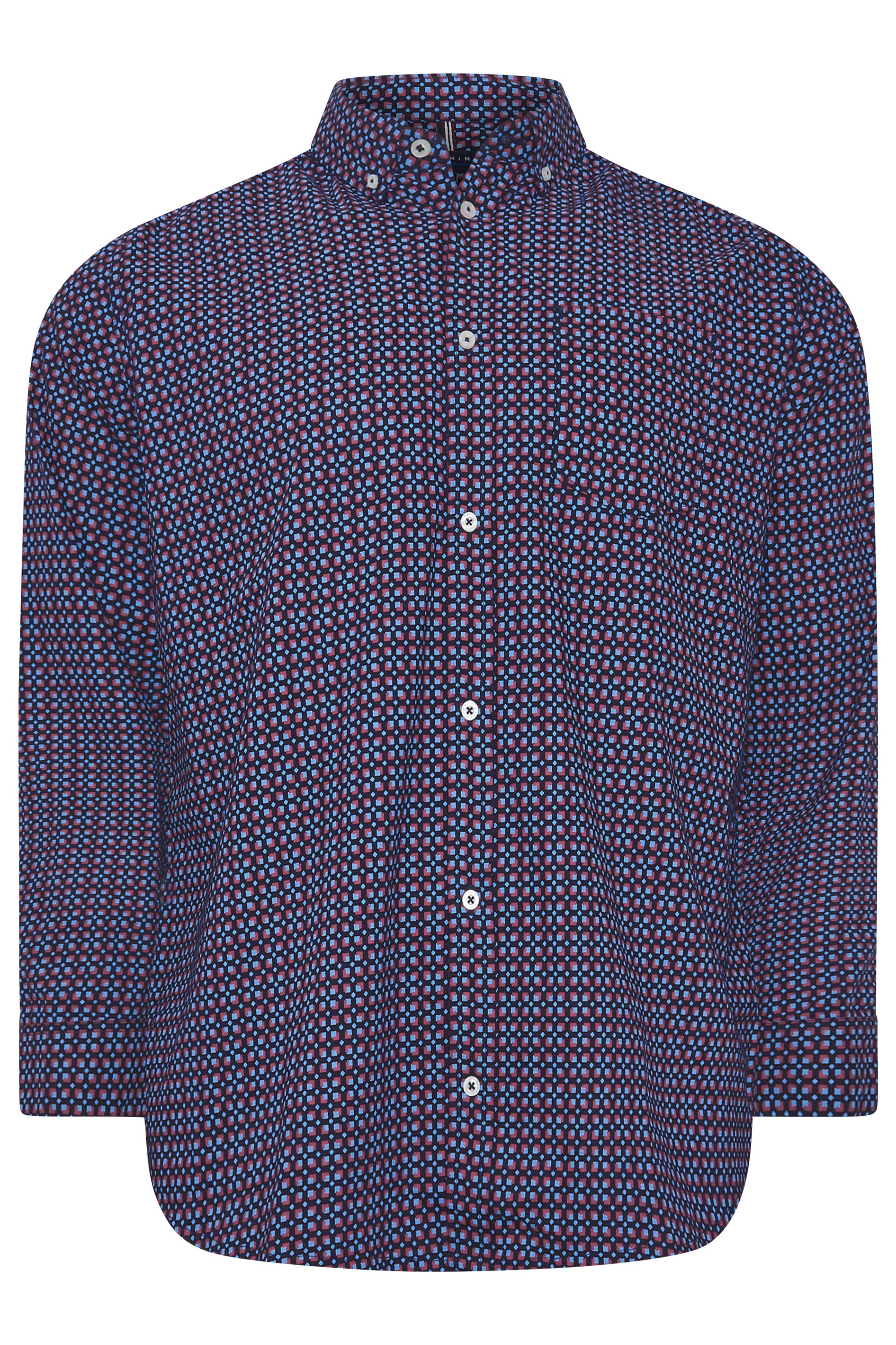 BadRhino Big & Tall Navy Blue Geometric Print Party Shirt | BadRhino 4