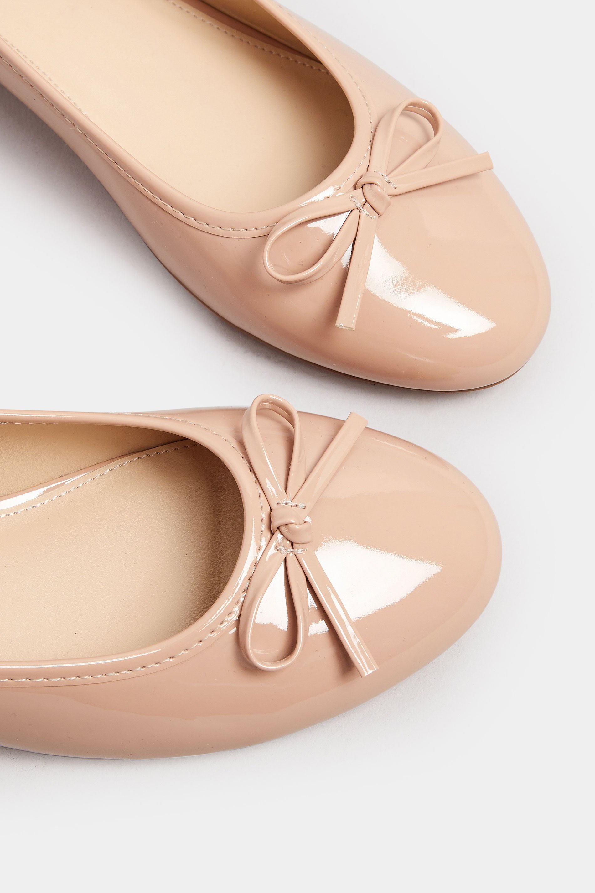 LTS Nude Patent Heeled Ballet Pumps In Standard Fit | Long Tall Sally 5