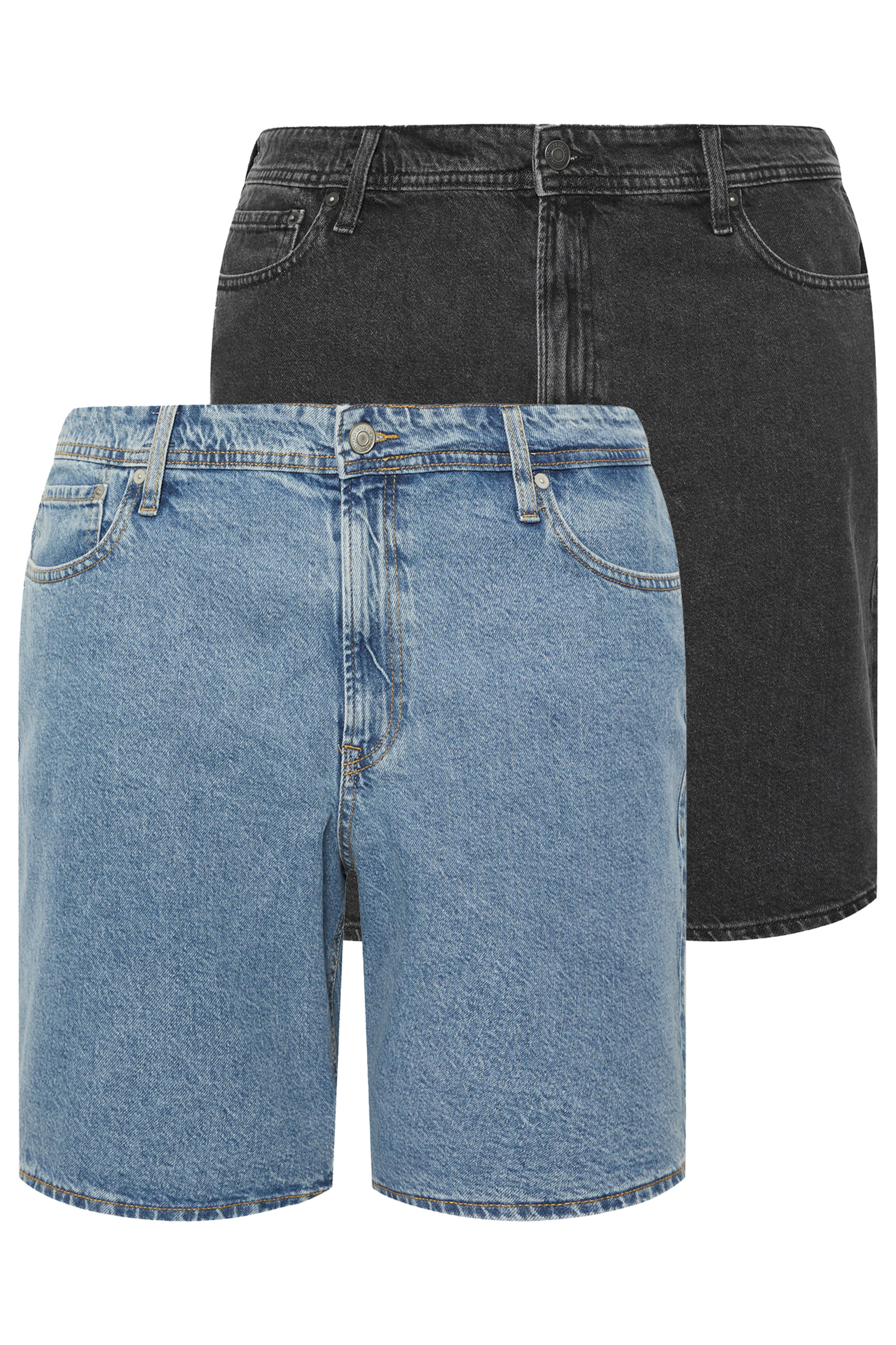 JACK & JONES Big & Tall 2 Pack Blue & Black Tony Shorts | BadRhino 4