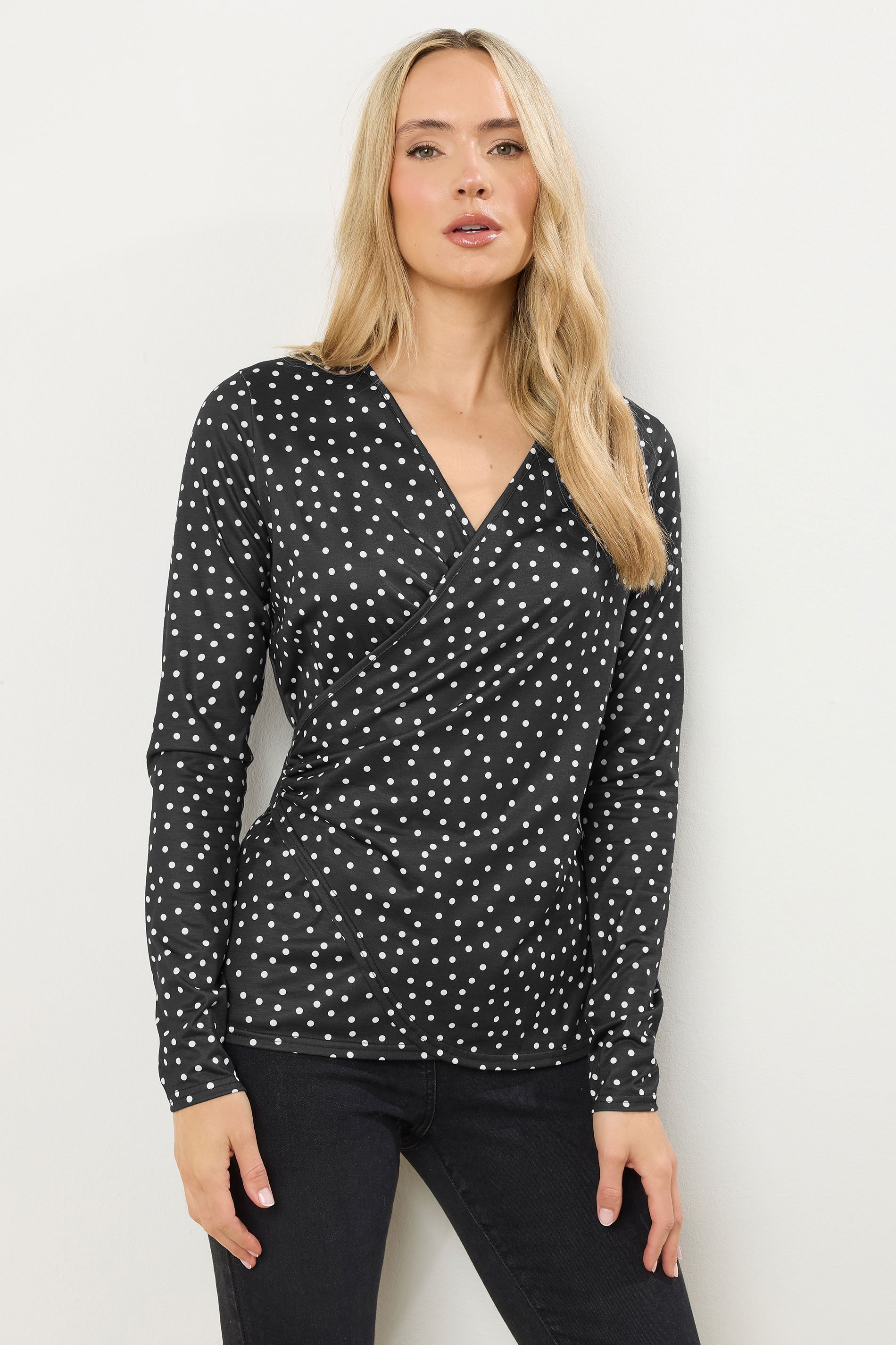 LTS Tall Black Spot Wrap Top | Long Tall Sally 1