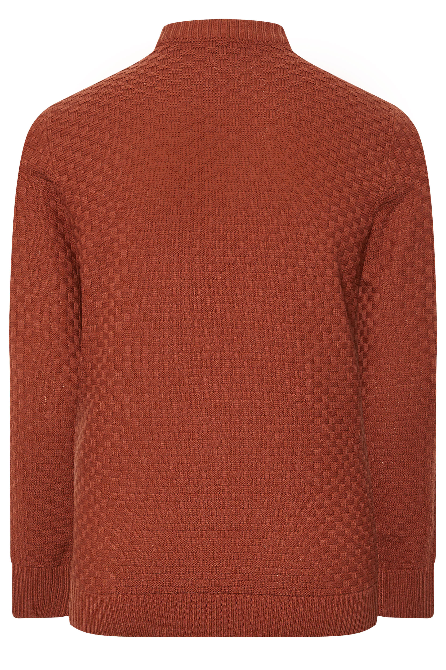 BadRhino Big & Tall Burnt Red Textured Crew Neck Knitted Jumper | BadRhino 6