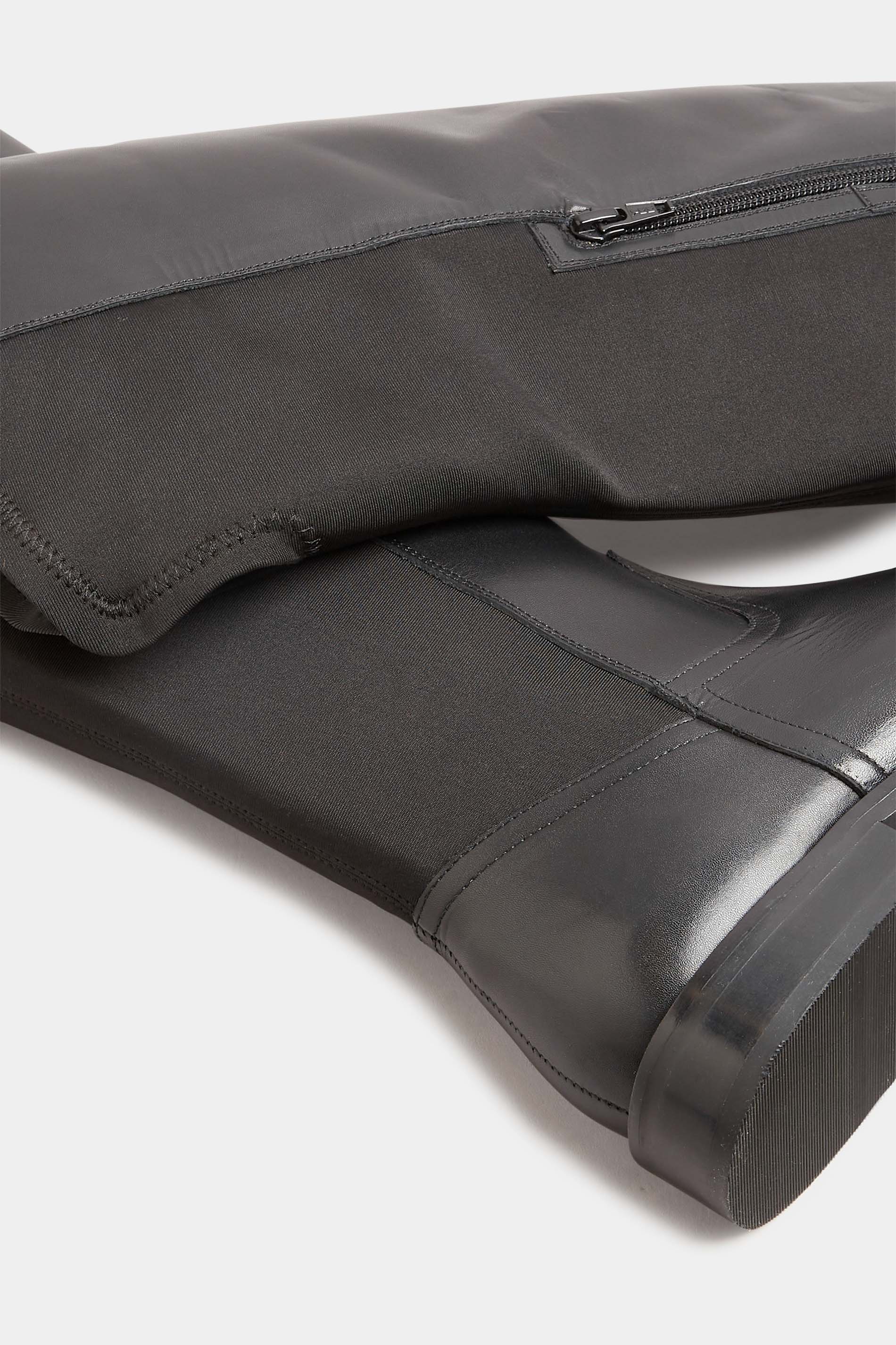 LTS Black 50/50 Stretch Over The Knee Leather Boots In Standard Fit | Long Tall Sally 5
