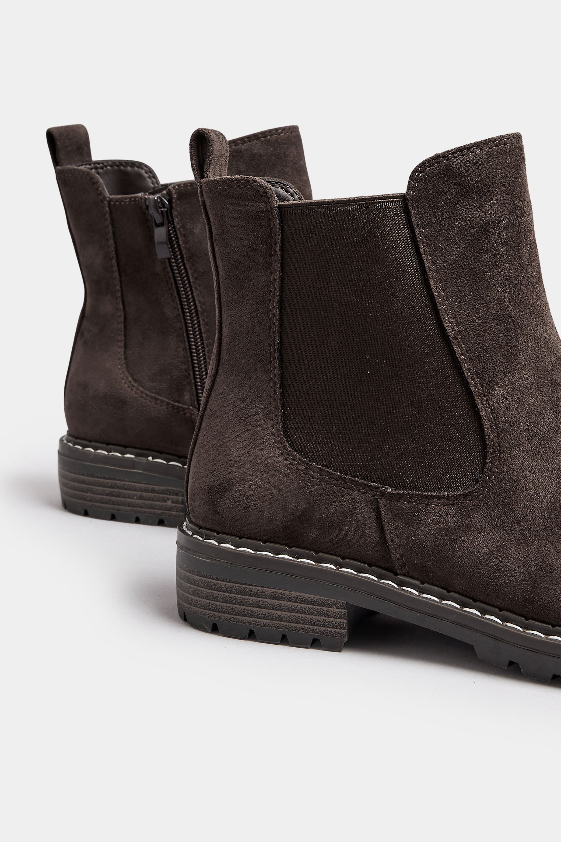 Brown Faux Suede Chelsea Boots In Wide E & Extra Wide EEE Fit | Yours Clothing 6