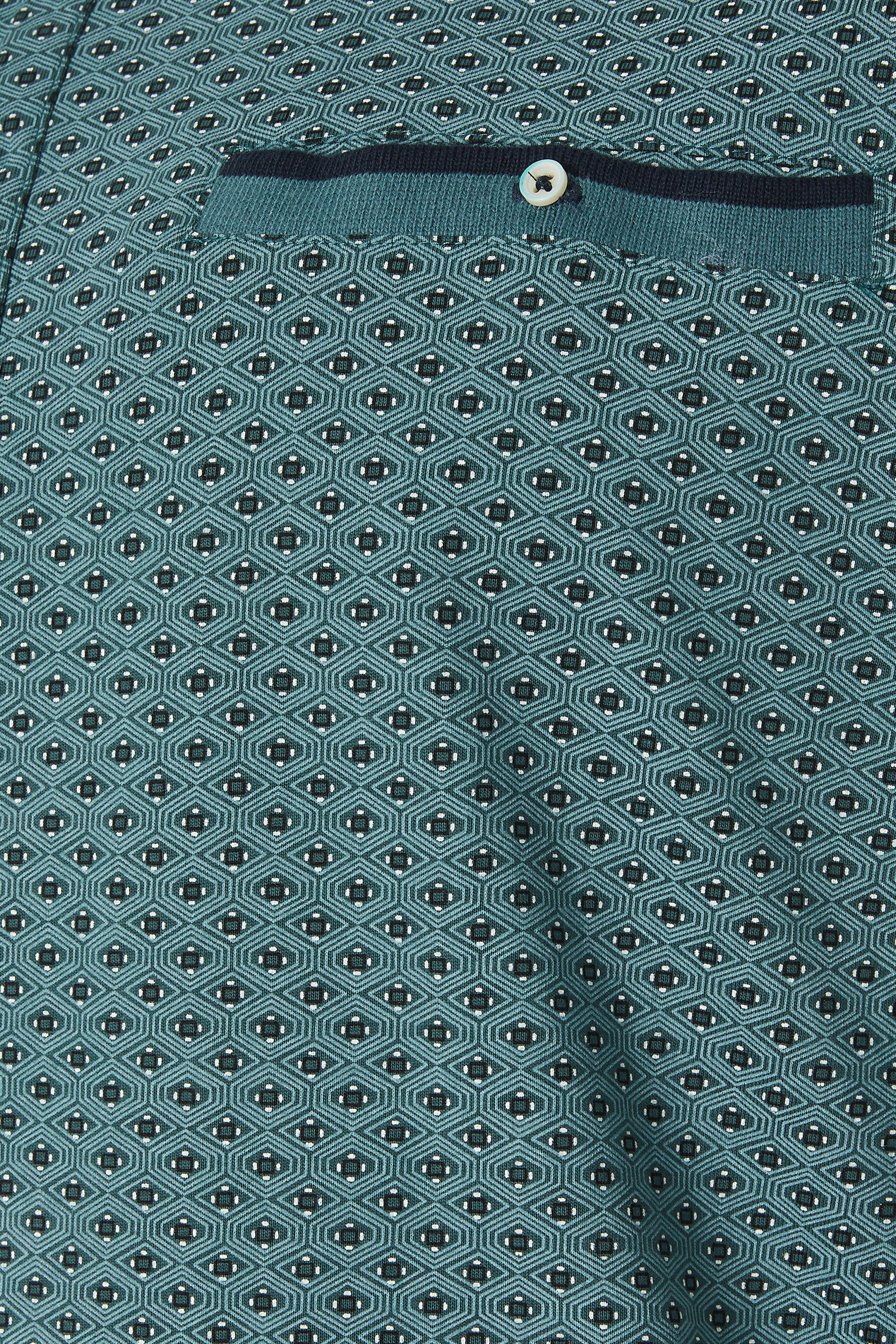 KAM Big & Tall Teal Blue Geometric Print Polo Shirt | BadRhino 2