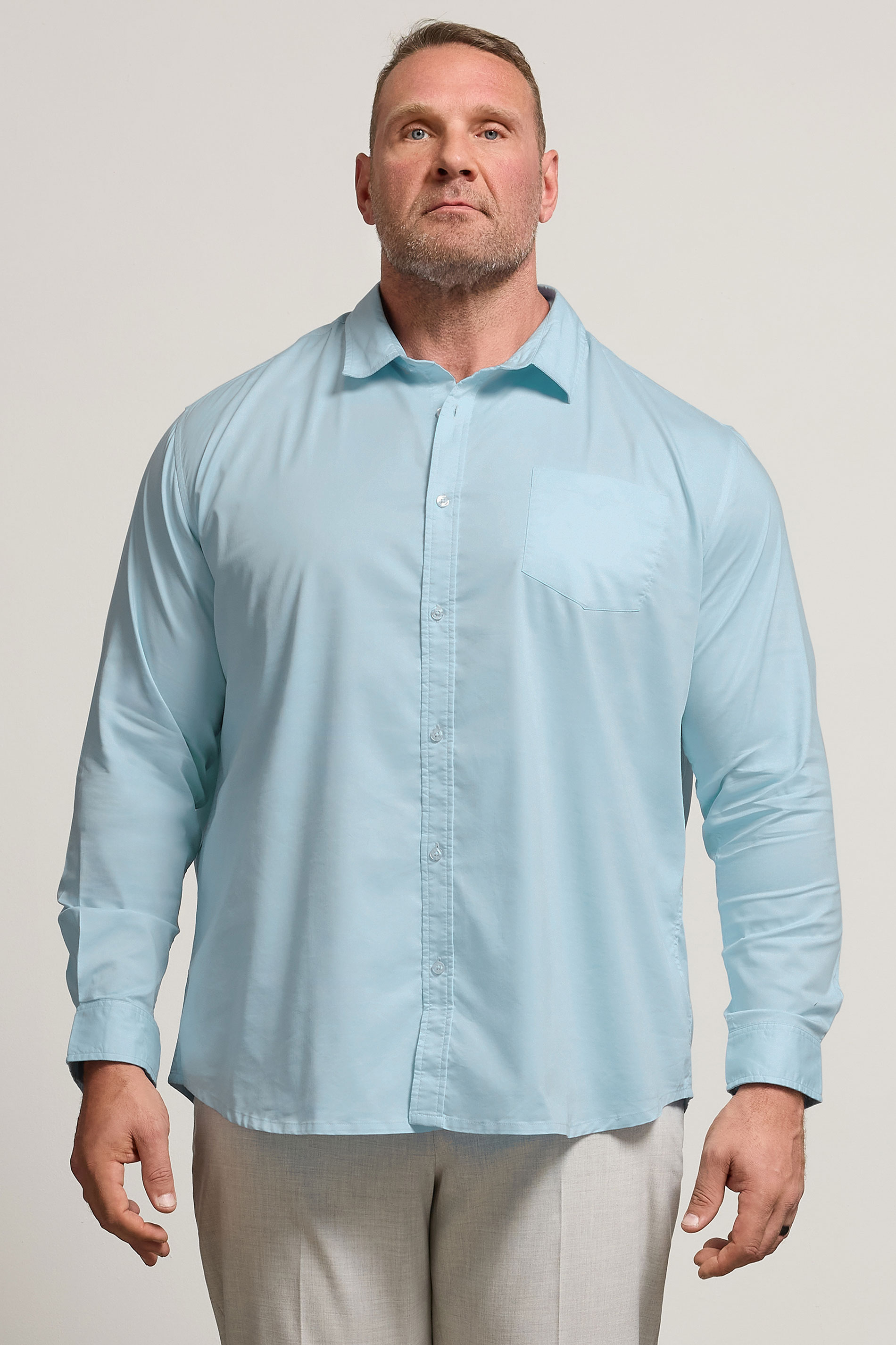 BadRhino Big & Tall Light Blue Stretch Long Sleeve Shirt | BadRhino 1
