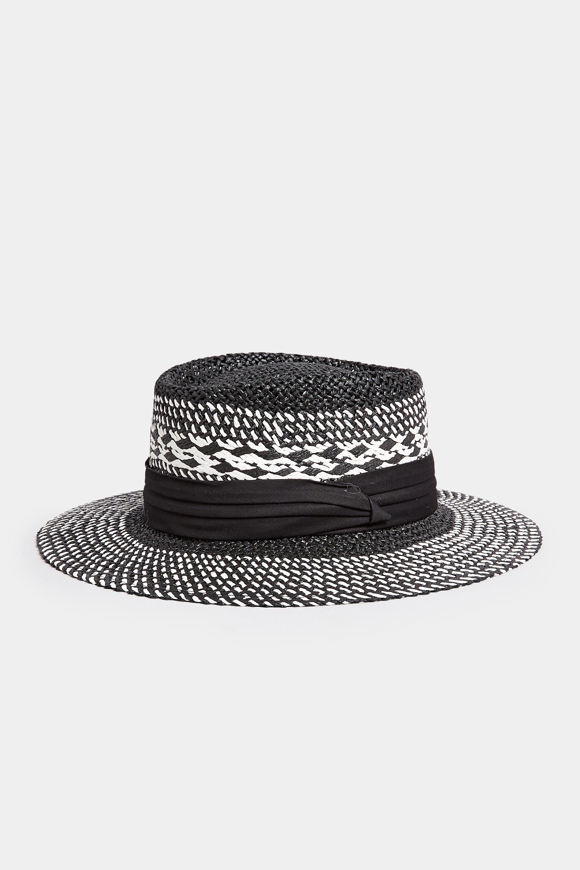 Black & White Contrast Straw Boater Hat | Yours Clothing 2