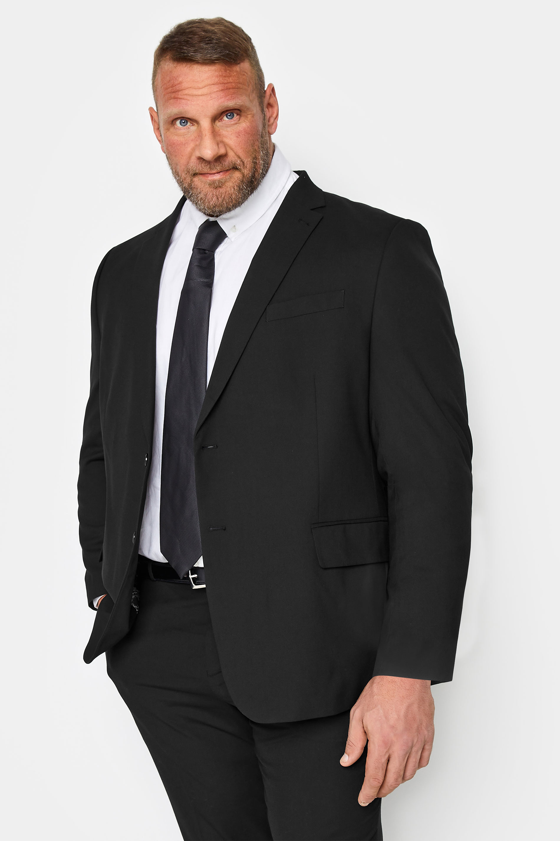 BadRhino Big & Tall Black Plain Suit Jacket | BadRhino 3