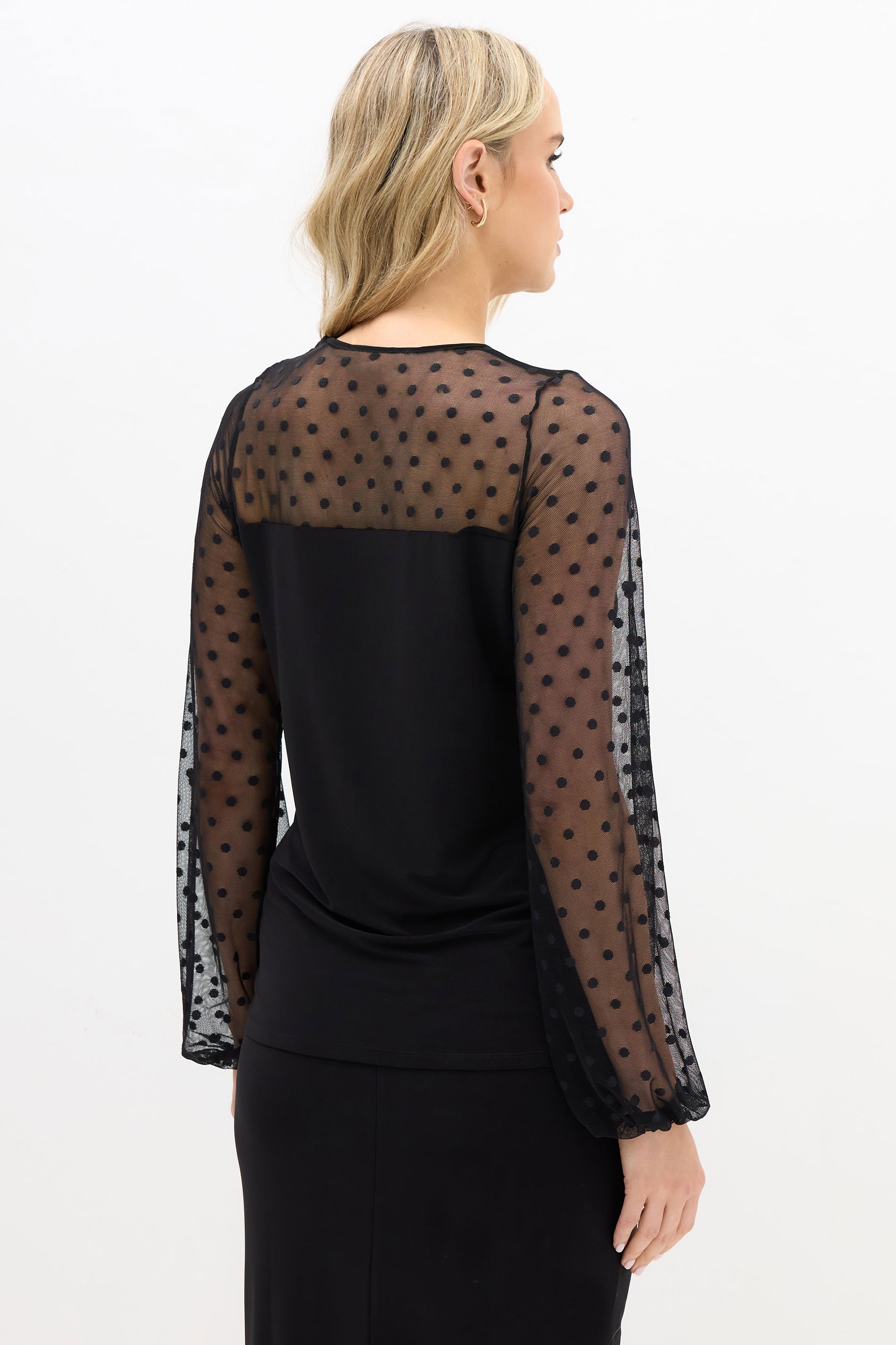 LTS Tall Black Spot Mesh Blouse | Long Tall Sally 3