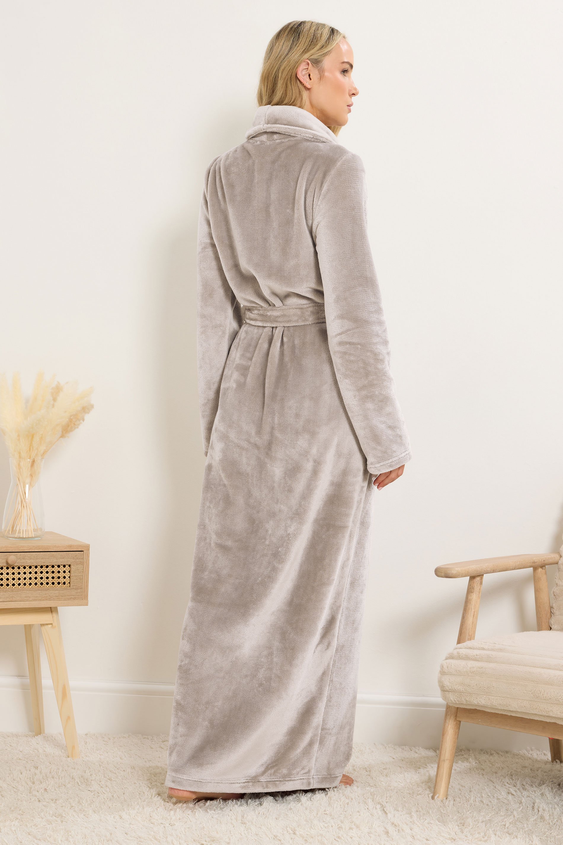 LTS Tall Stone Brown Super Luxe Maxi Dressing Gown | Long Tall Sally 3