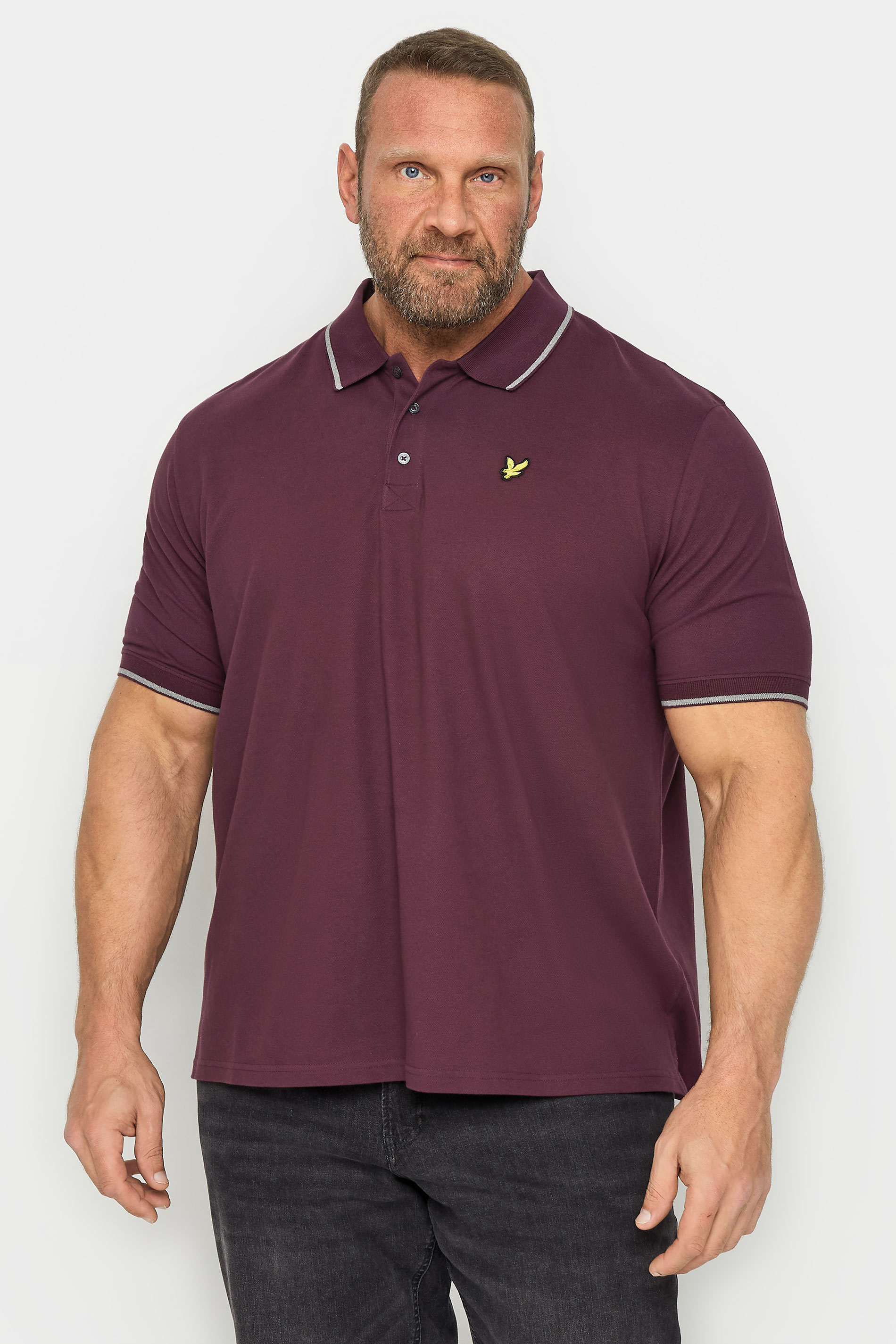 LYLE & SCOTT Big & Tall Burgundy Red Tipped Polo Shirt | BadRhino 1