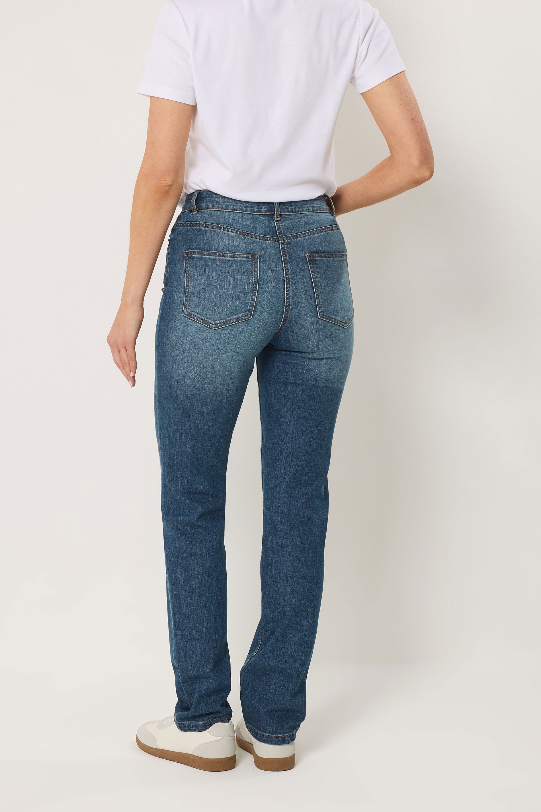 LTS Tall Women's Mid Blue Straight Leg Jeans | Long Tall Sally 2