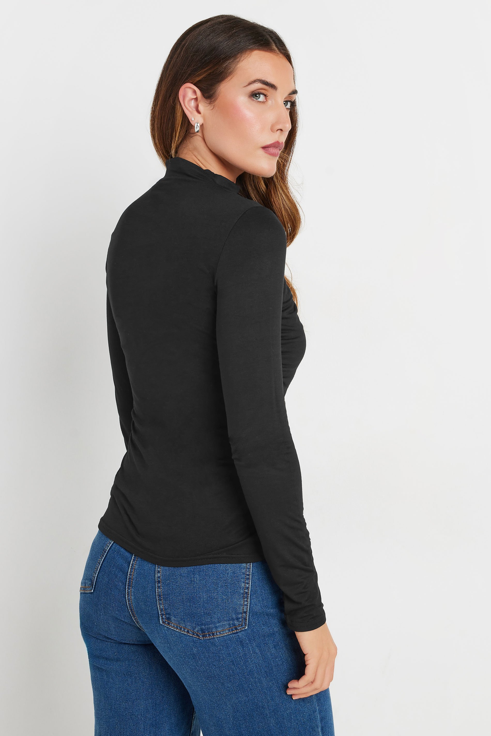 LTS Tall Black High Neck Draped Top | Long Tall Sally 3