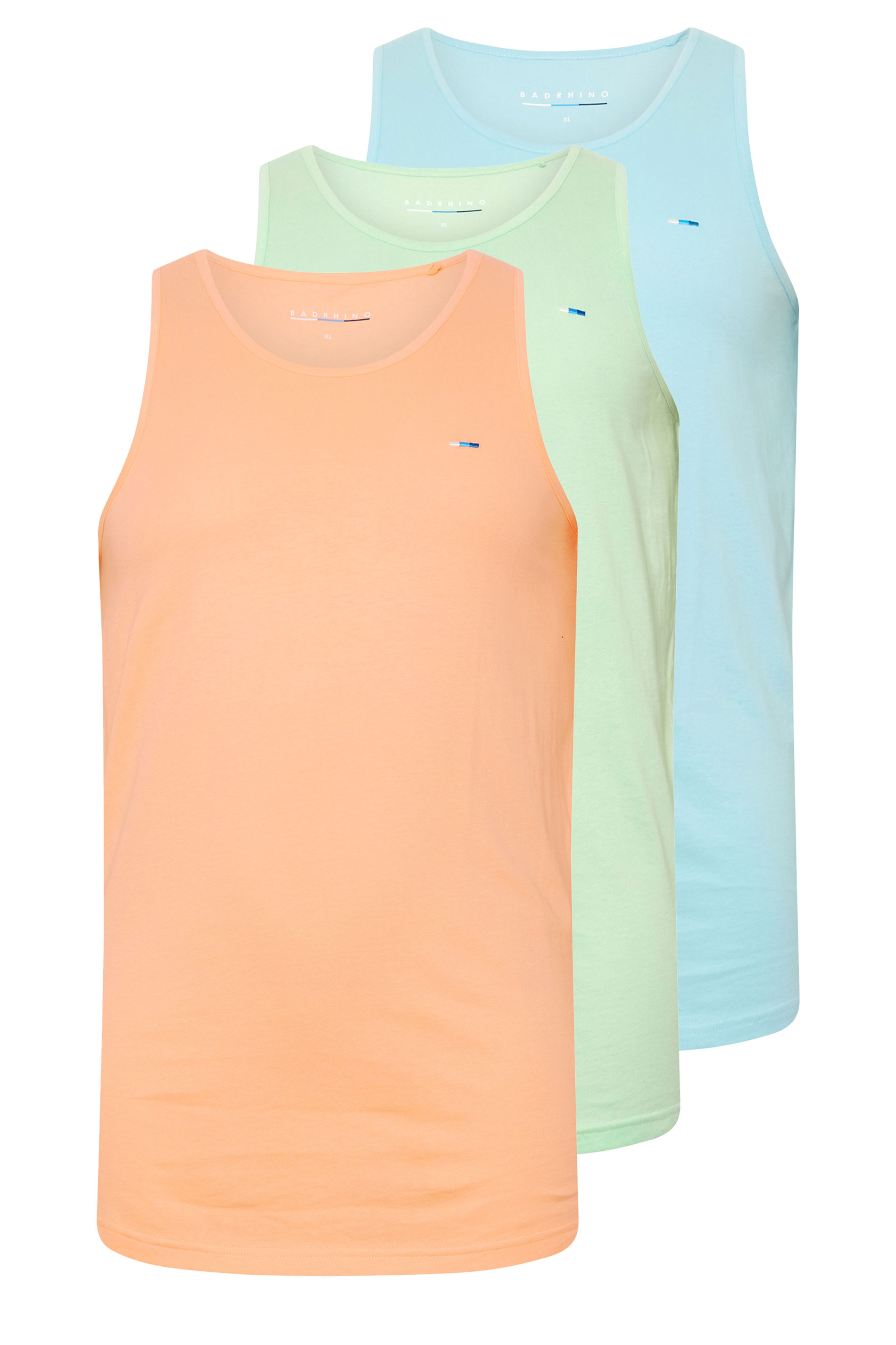 BadRhino Big & Tall 3 PACK Light Blue & Orange Vest Tops | BadRhino 6