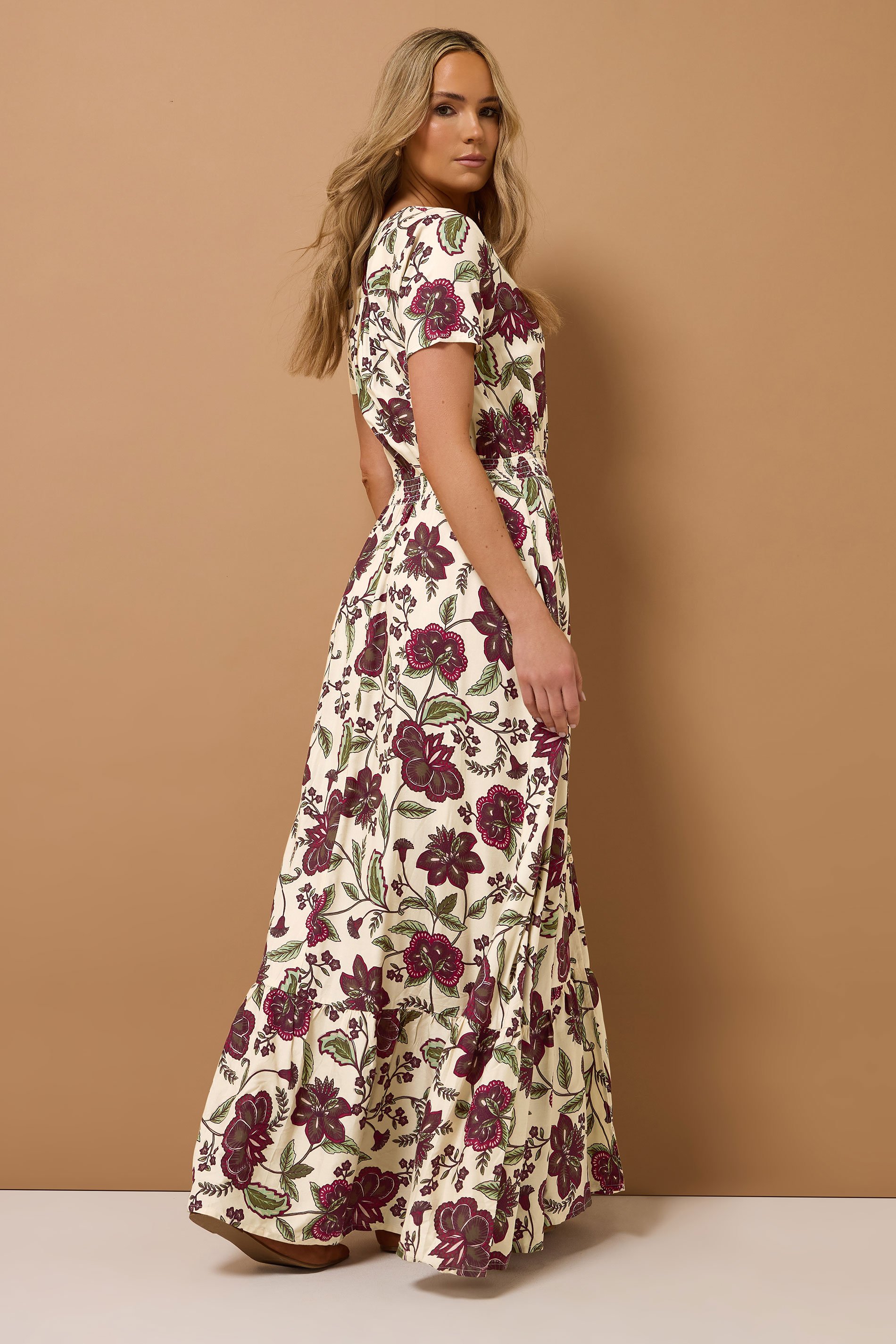 LTS Tall Cream Floral Print Button Maxi Dress | Long Tall Sally 5